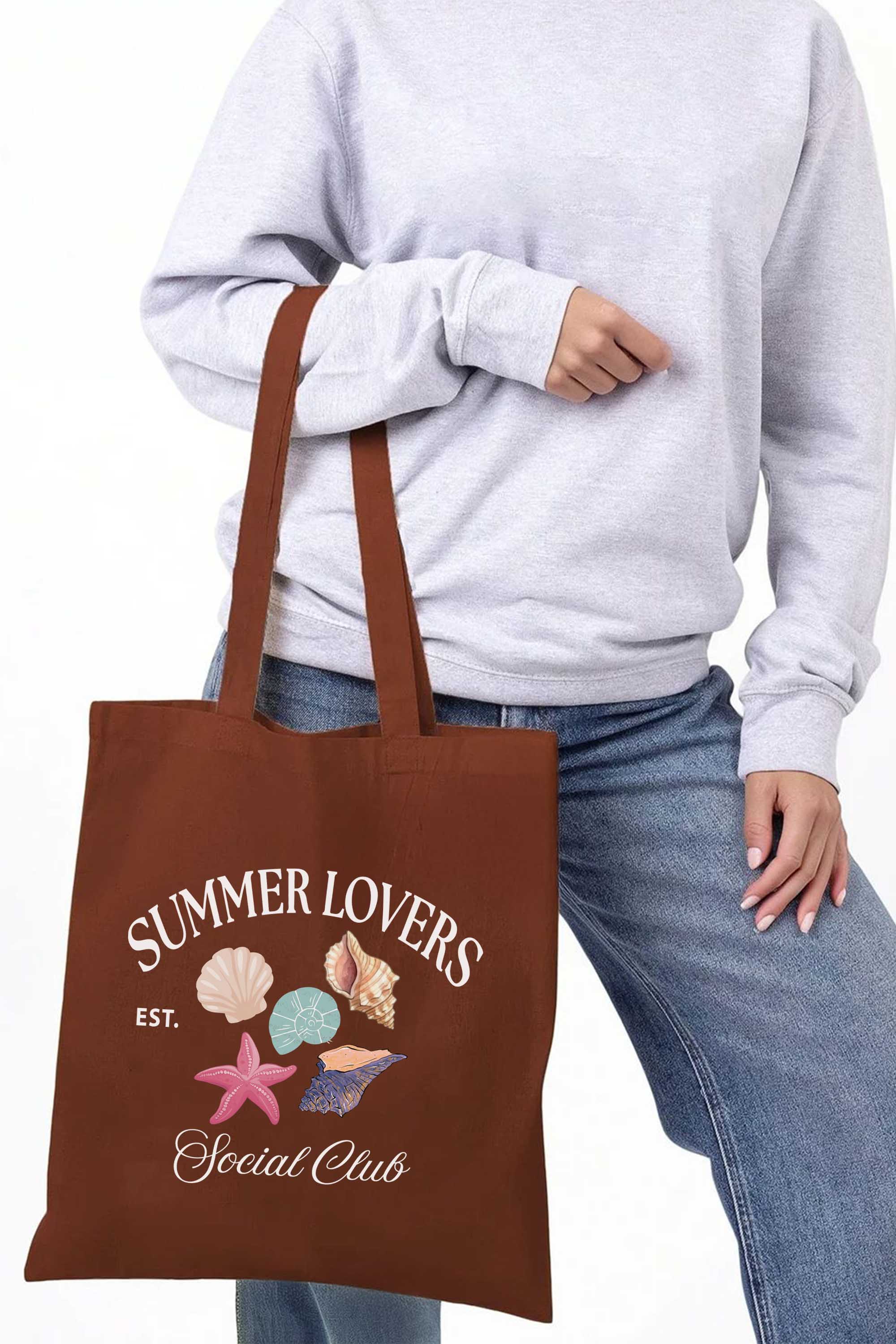 Summer Lovers Sea Shell Printed Cotton Tote Bag