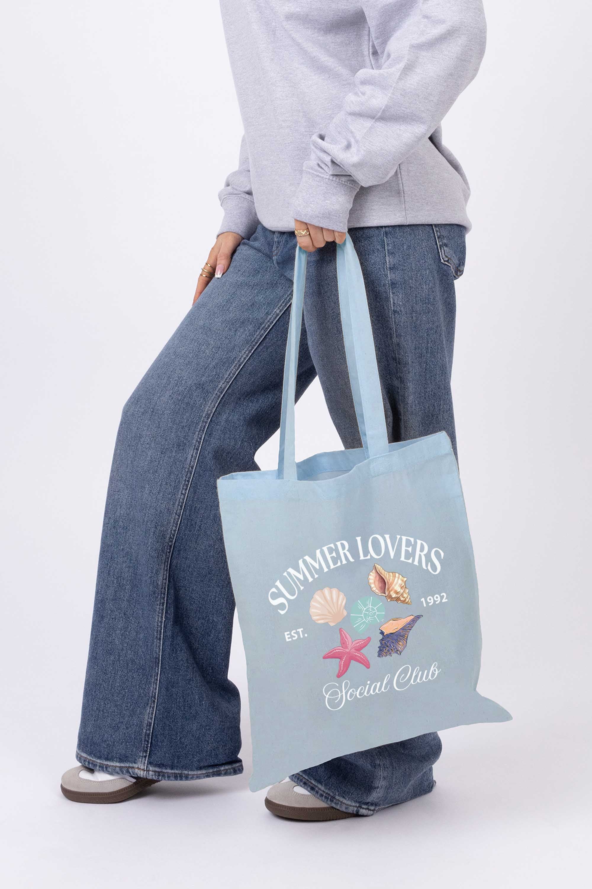 Summer Lovers Sea Shell Printed Cotton Tote Bag