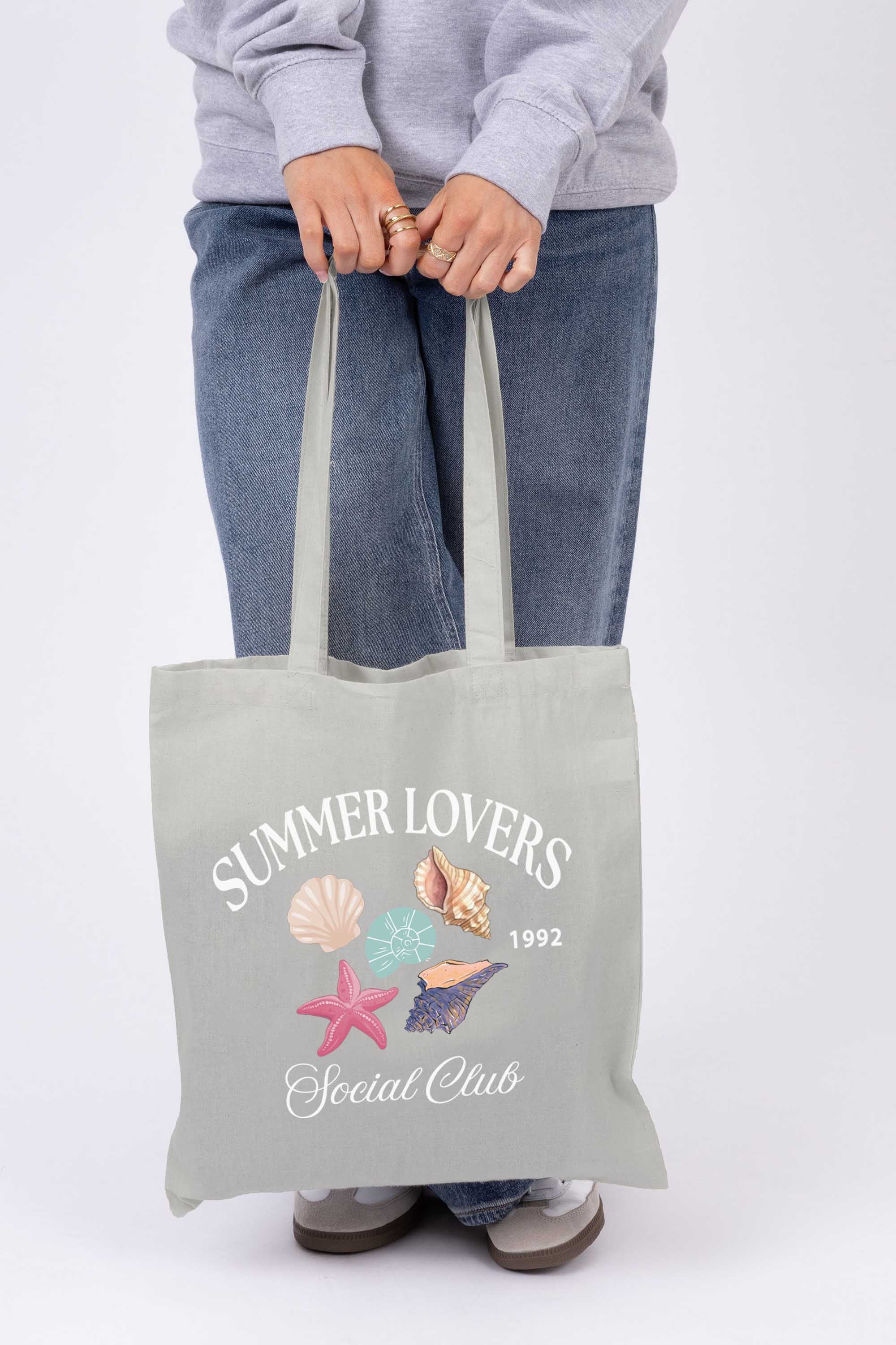 Summer Lovers Sea Shell Printed Cotton Tote Bag