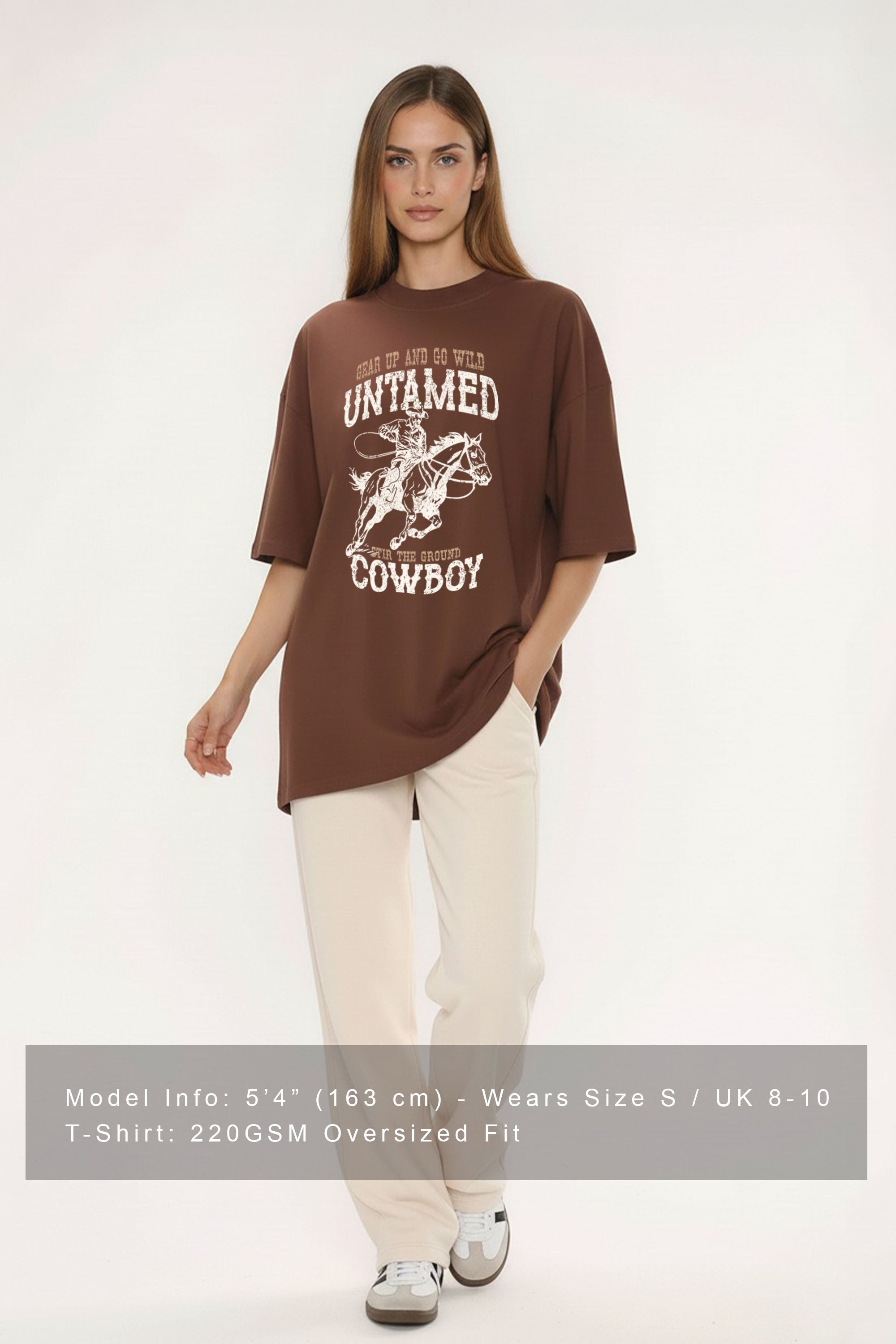 220GSM Oversized T-Shirt In Untamed Cowboy Print