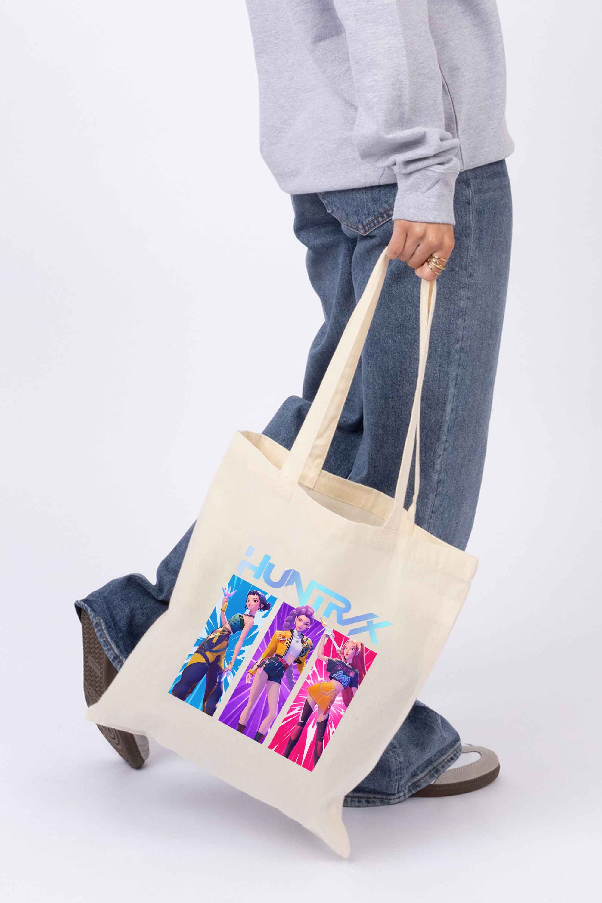 K-Pop Girl Trio Graphic Printed Cotton Tote Bag