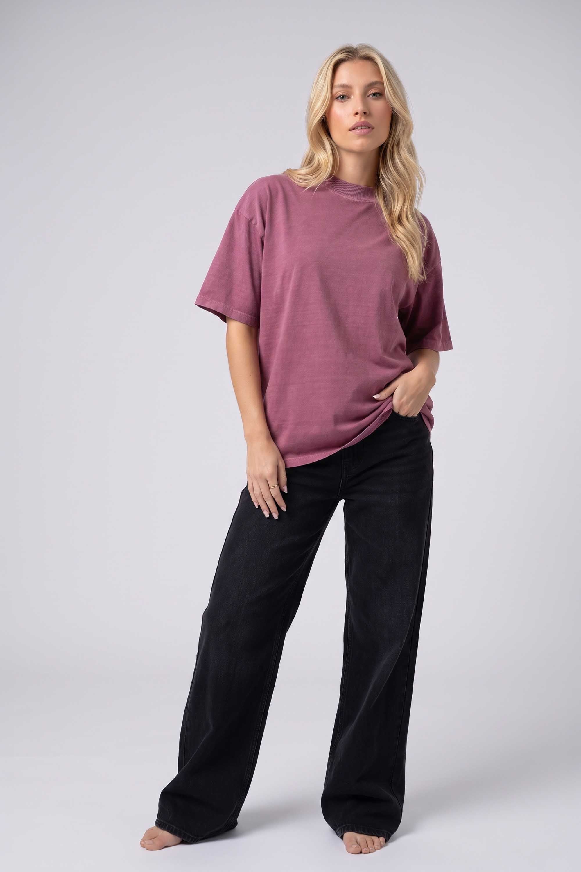 220GSM Unisex Oversized Plain Acid Washed  T-Shirts