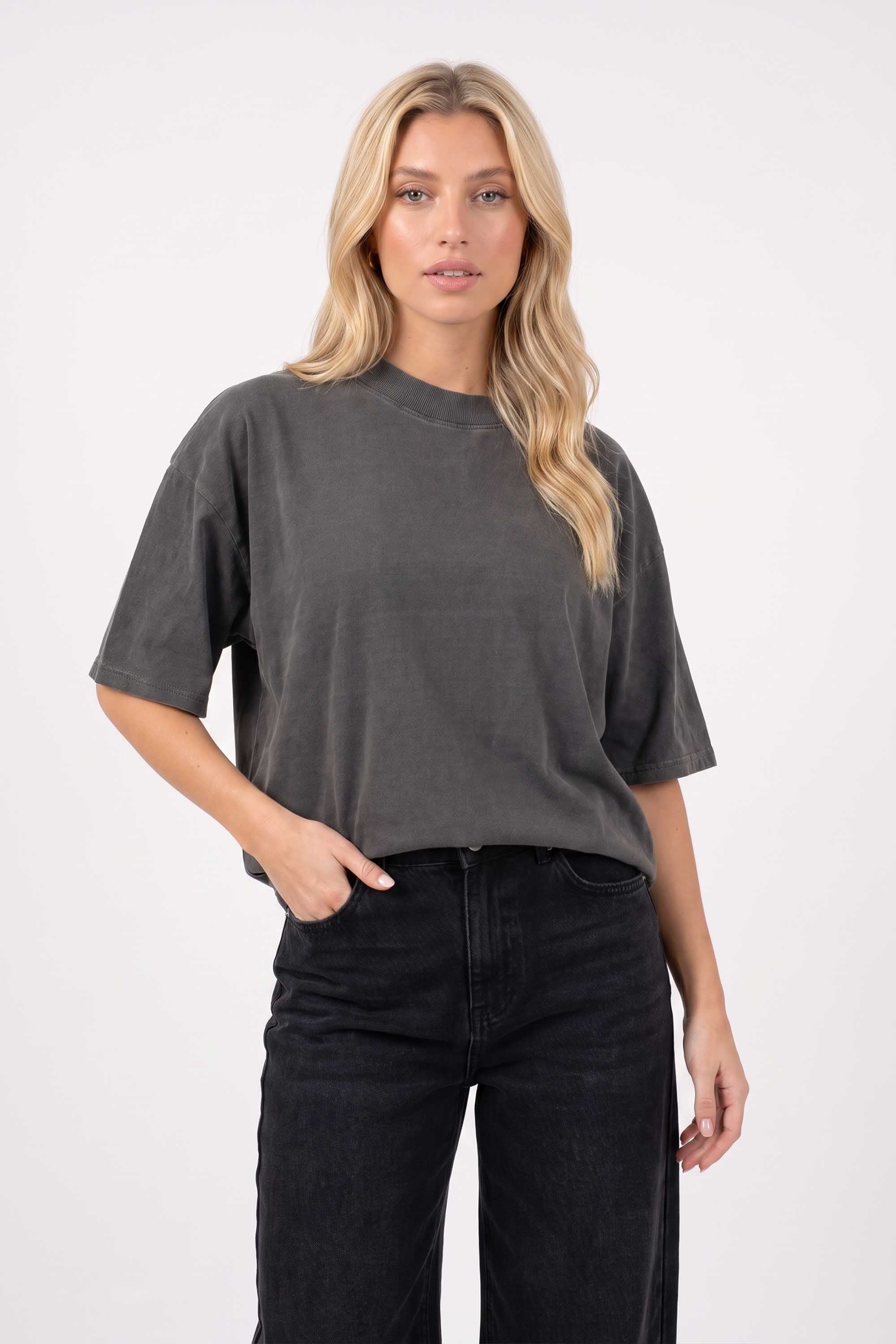 220GSM Unisex Oversized Plain Acid Washed  T-Shirts
