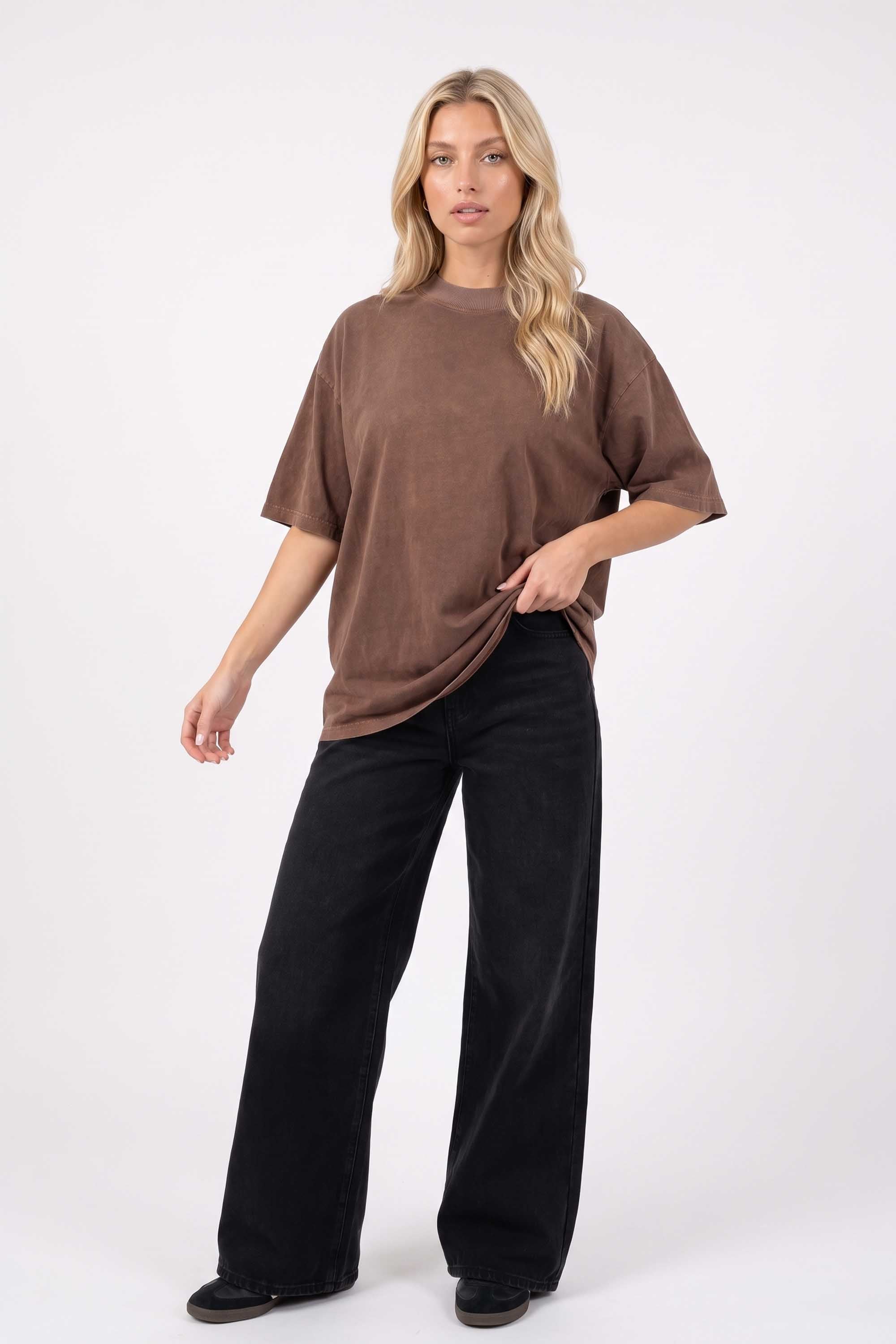 220GSM Unisex Oversized Plain Acid Washed  T-Shirts