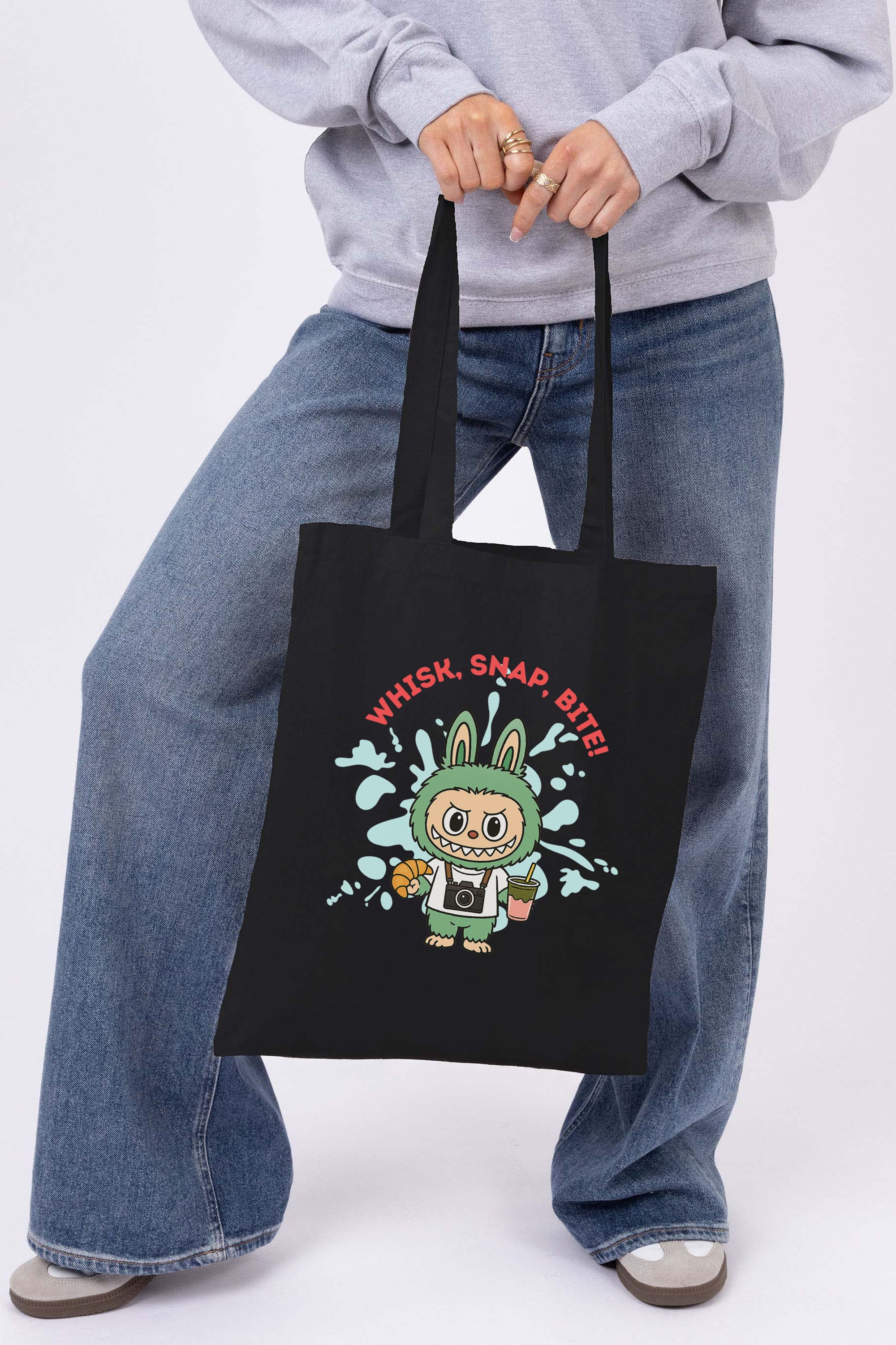 Labubu Whisk Matcha Printed Cotton Tote Bag