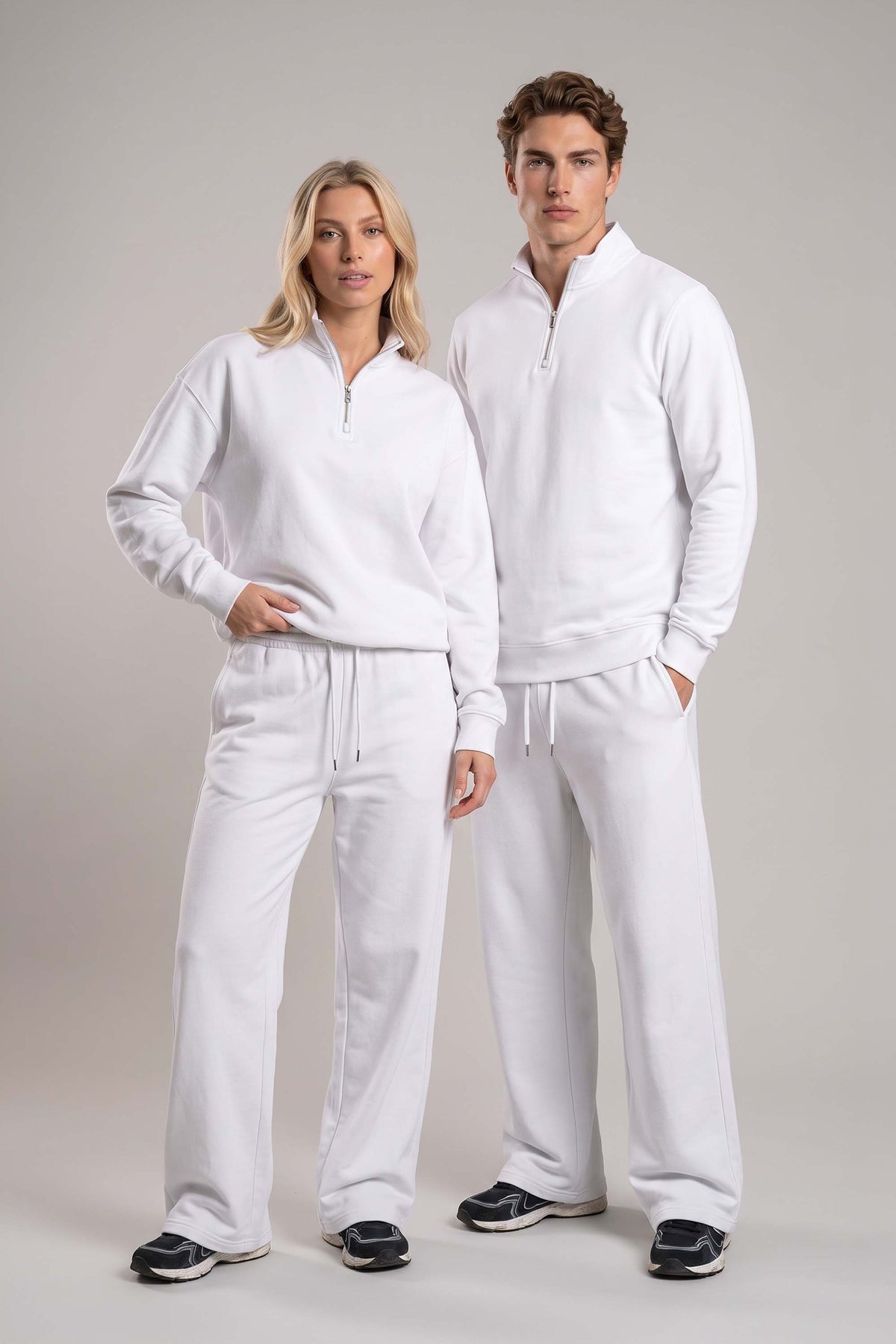 Unisex Core 280GSM Regular Fit 1/4 Zip Sweat with wide leg jogger