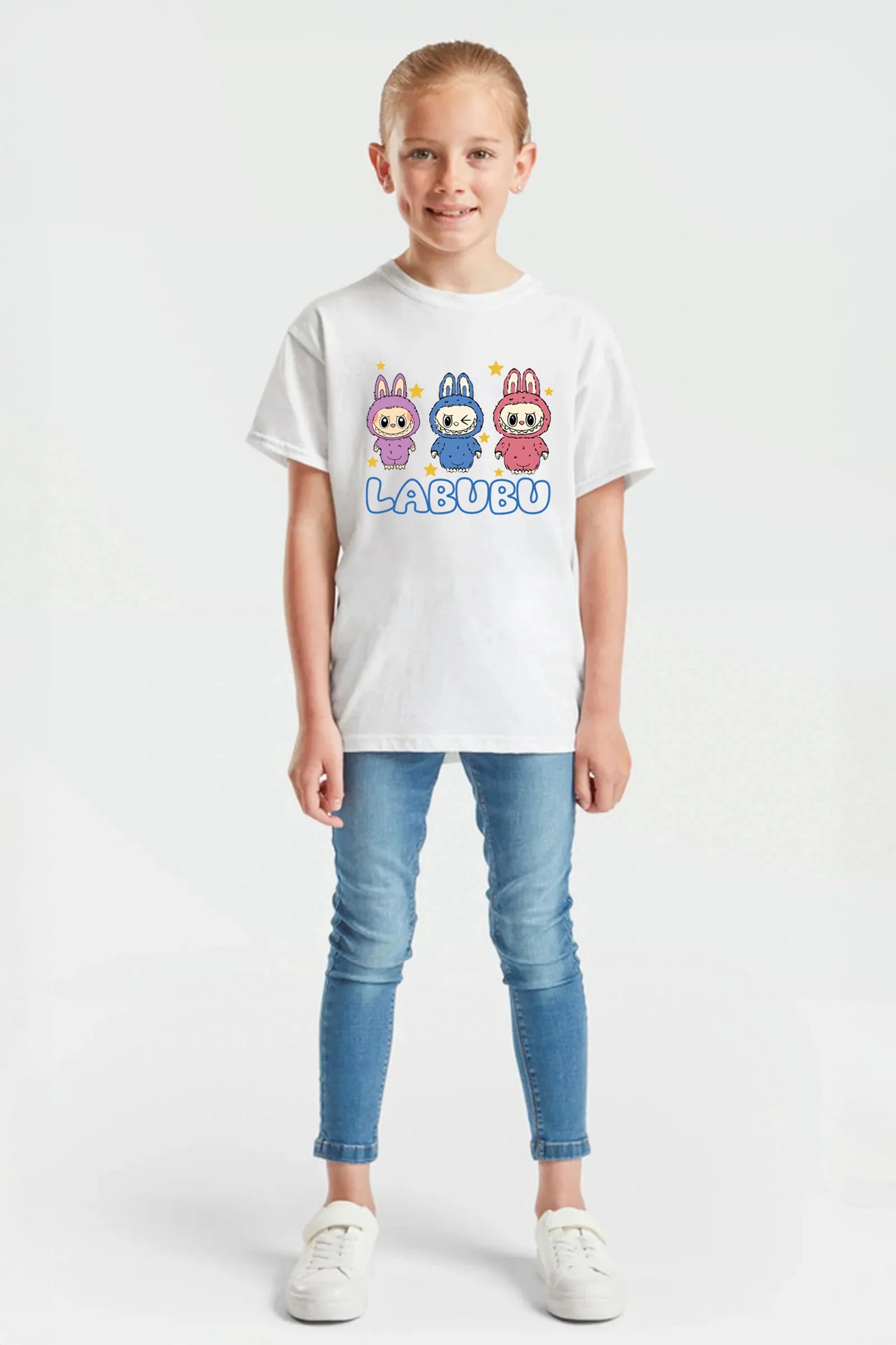 Kids Purple Multi Labubu Printed T-Shirt (Pack of 5)