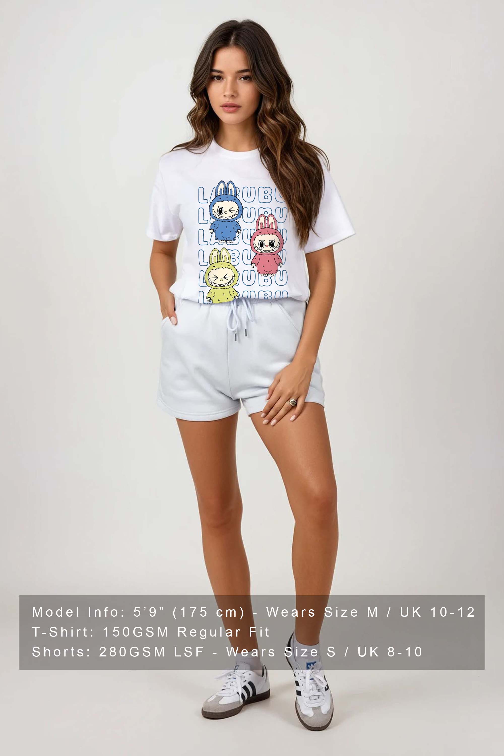 Regular Fit T-shirt Short Set In Labubu Monster Print (Pack of 4 Sets)
