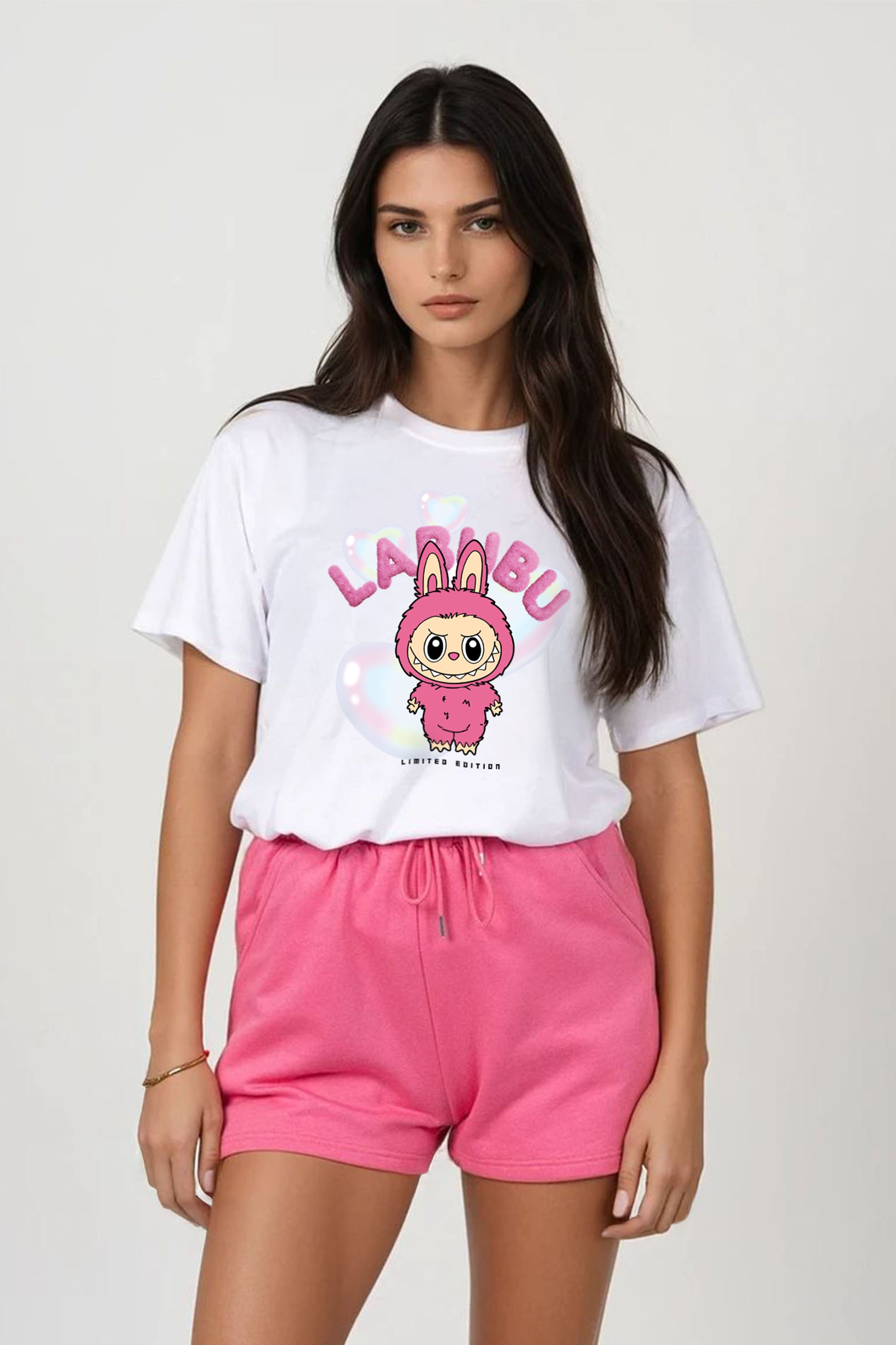 Regular Fit T-shirt Short Set In Cute Labubu Print (Pack of 4 Sets)