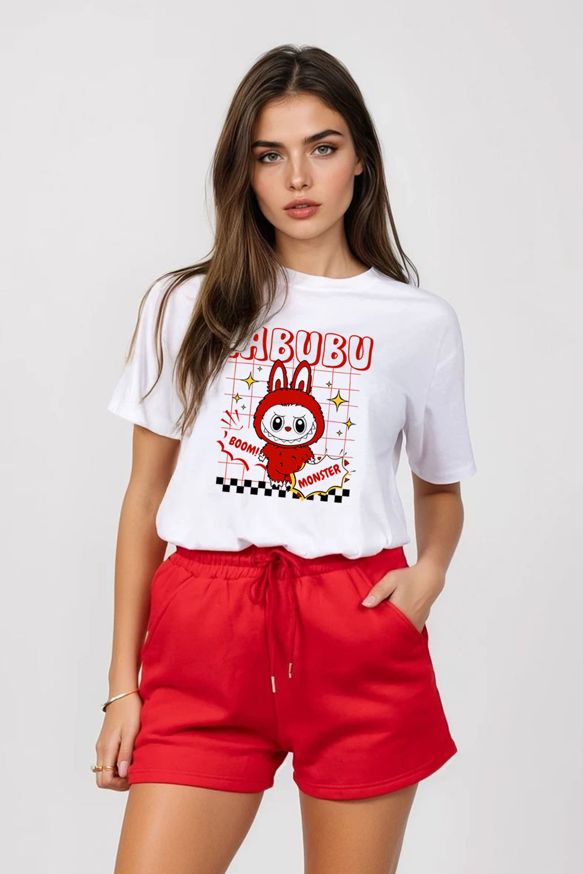 Regular Fit T-shirt Short Set In Boom Labubu Print (Pack of 4 Sets)