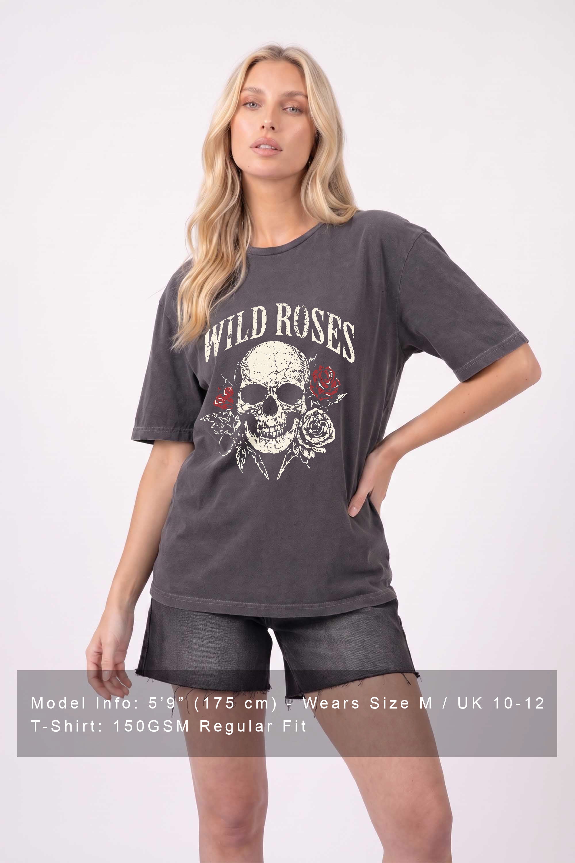 Wild Roses Skull Printed T-shirt
