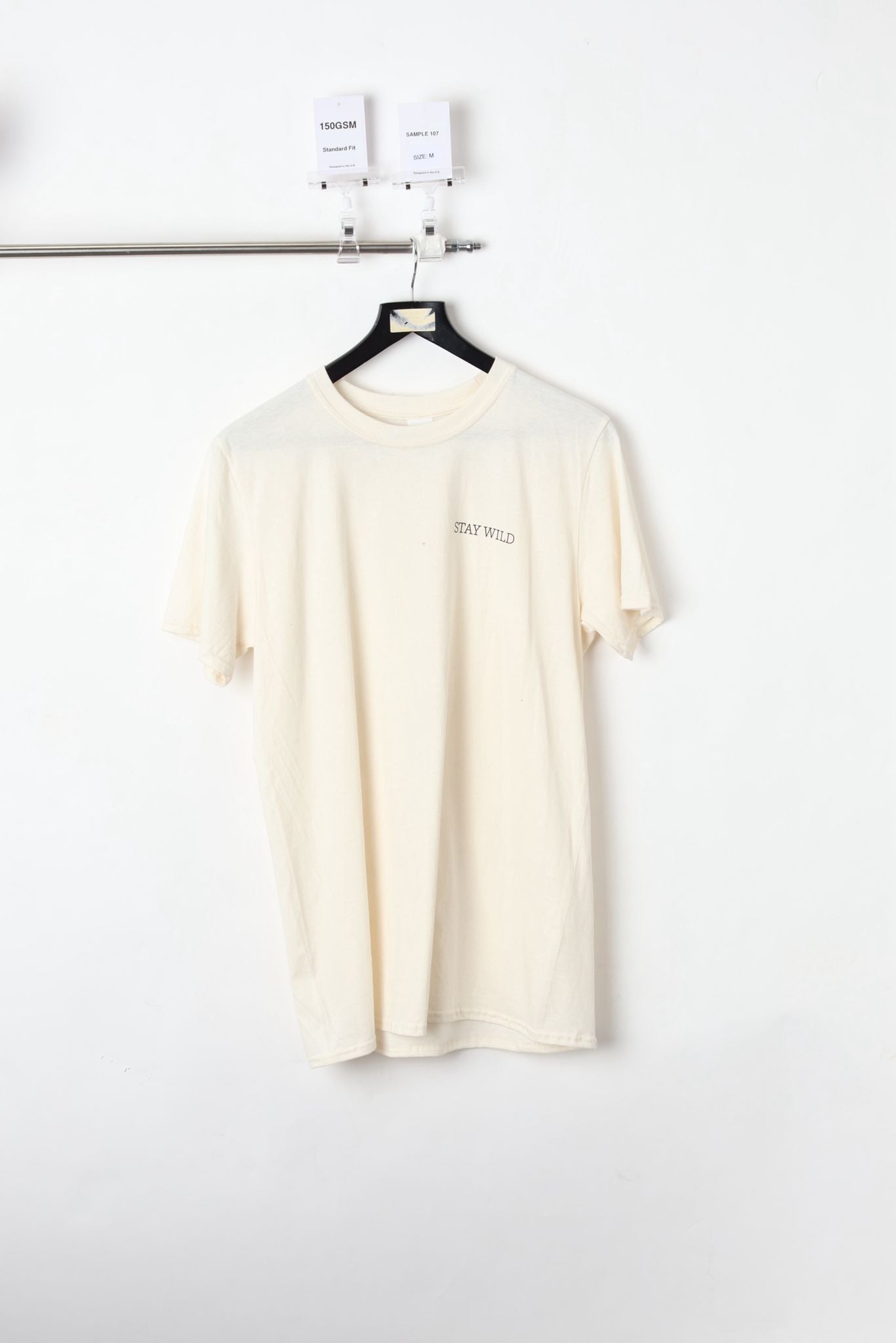 150 GSM Standard Fit Botanical Watercolour Floral Grid Natural T-Shirt (Size M) – Sample