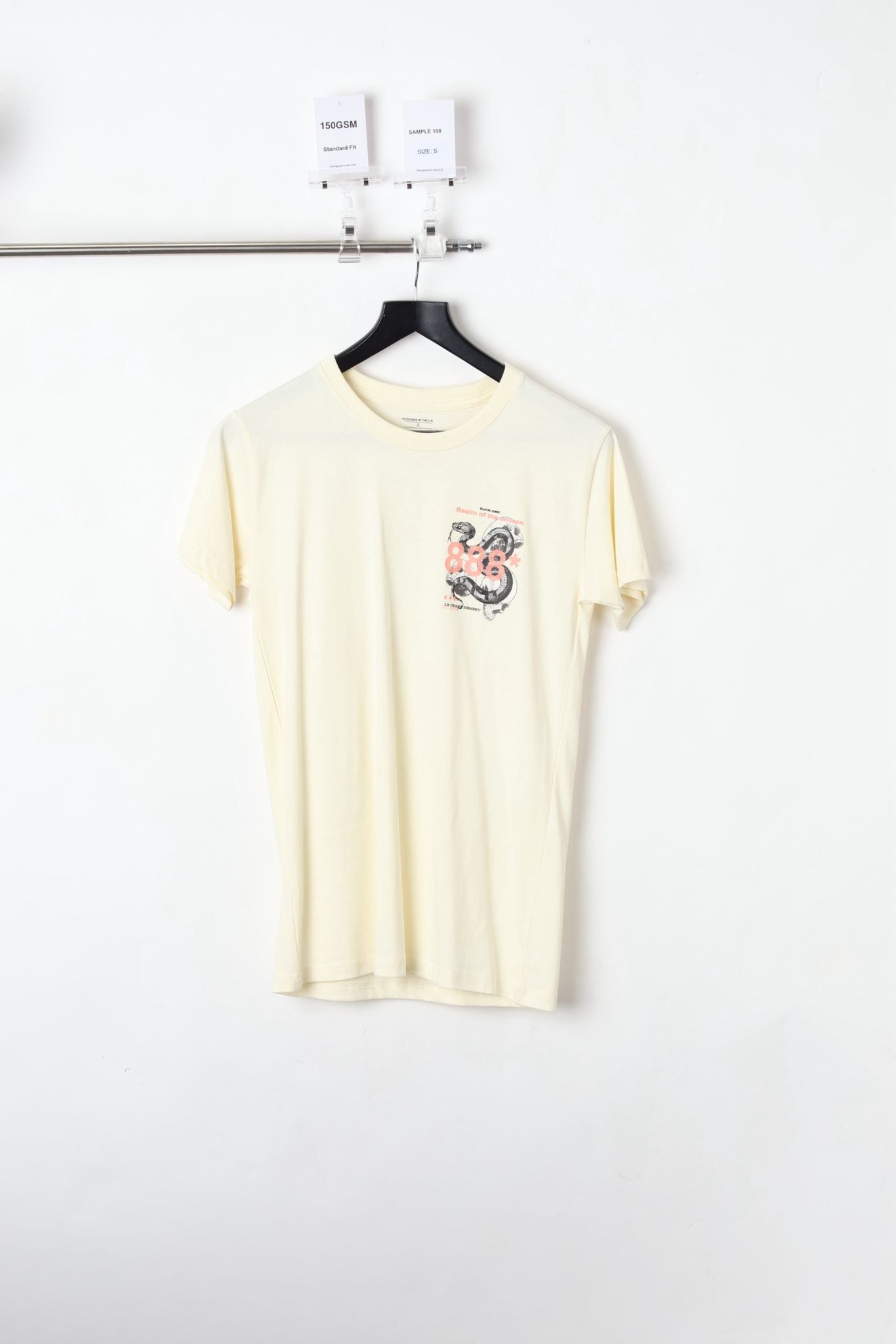 150 GSM Standard Fit Snake 888 Printed Natural T-Shirt (Size S) – Sample