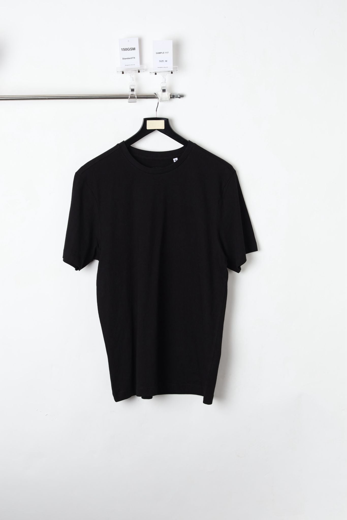150 GSM Standard Fit Plain Black T-Shirt (Size M) – Sample