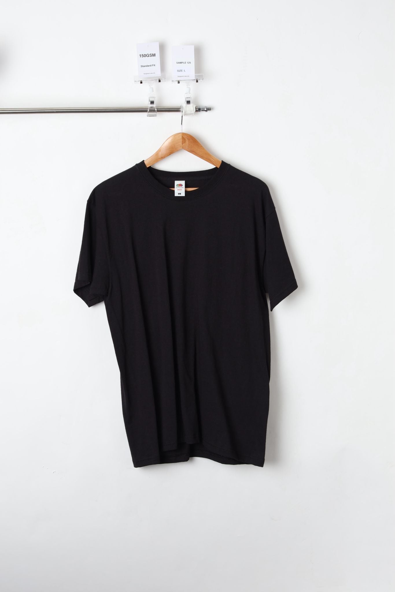 180 GSM Standard Fit Plain Black T-Shirt (Size L) – Sample