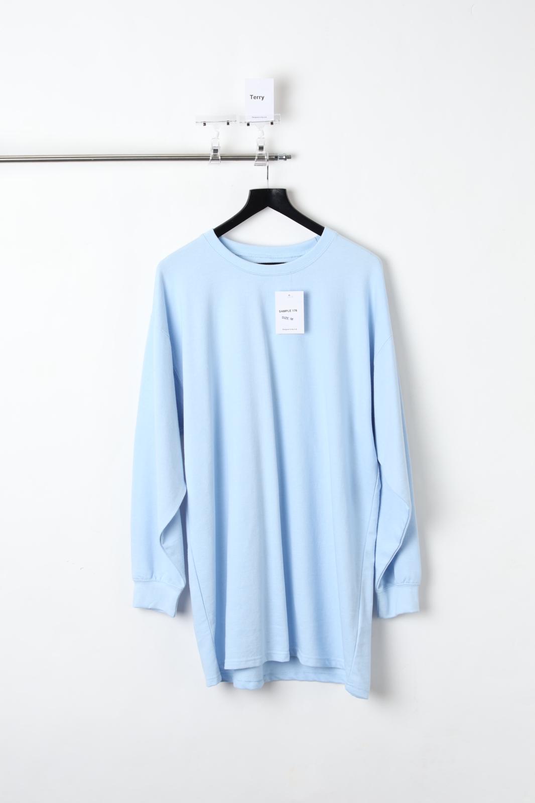 French Terry Long Sleeve Dress Plain Powder Blue (SIZE M)-Sample