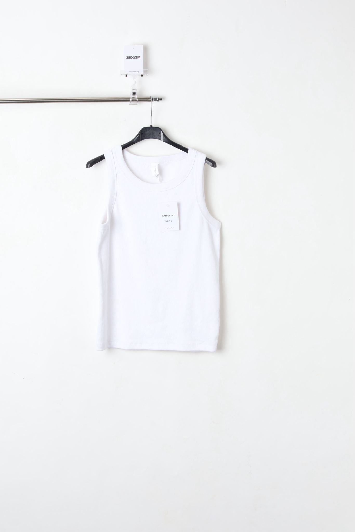 350GSM TANK TOP WHITE (SIZE L)-SAMPLE