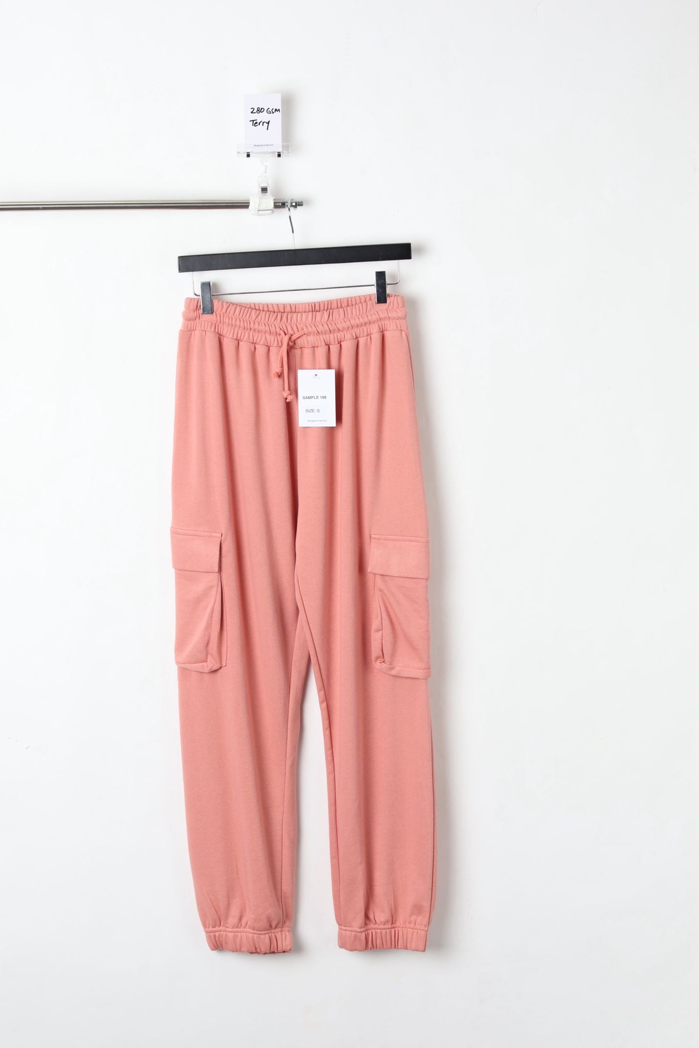 280GSM FLEECE CUFFED JOGGERS PINK (SIZE S)-SAMPLE