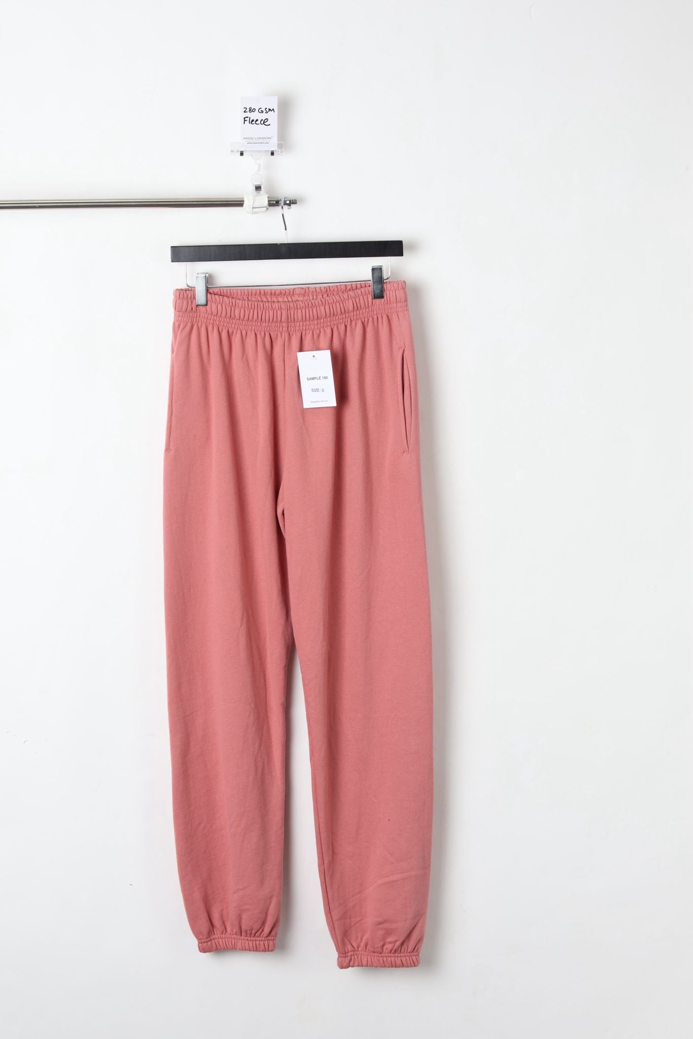 280GSM FLEECE CUFFED JOGGERS PINK (SIZE S)-SAMPLE