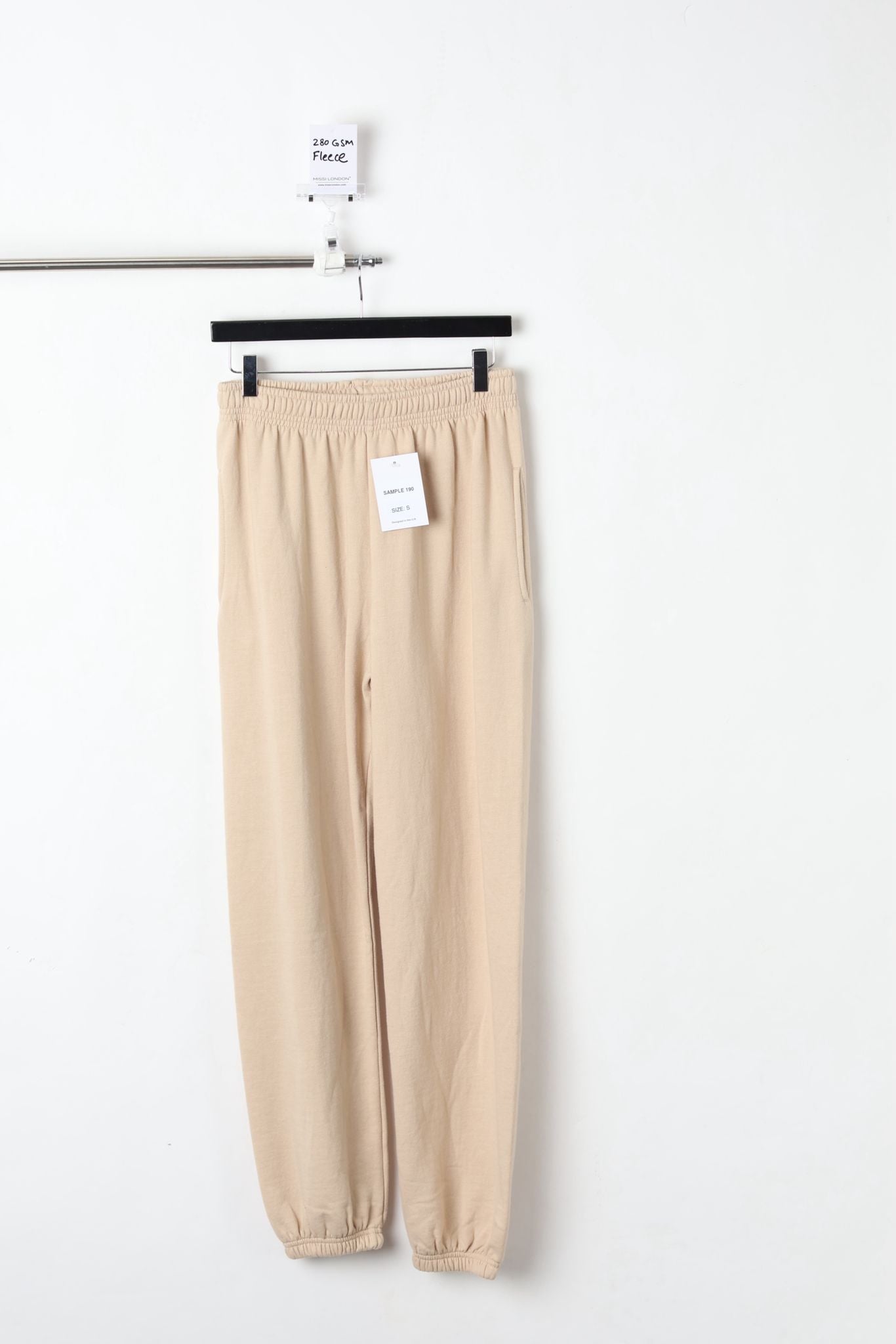 280GSM FLEECE CUFFED JOGGERS SAND (SIZE S)-SAMPLE