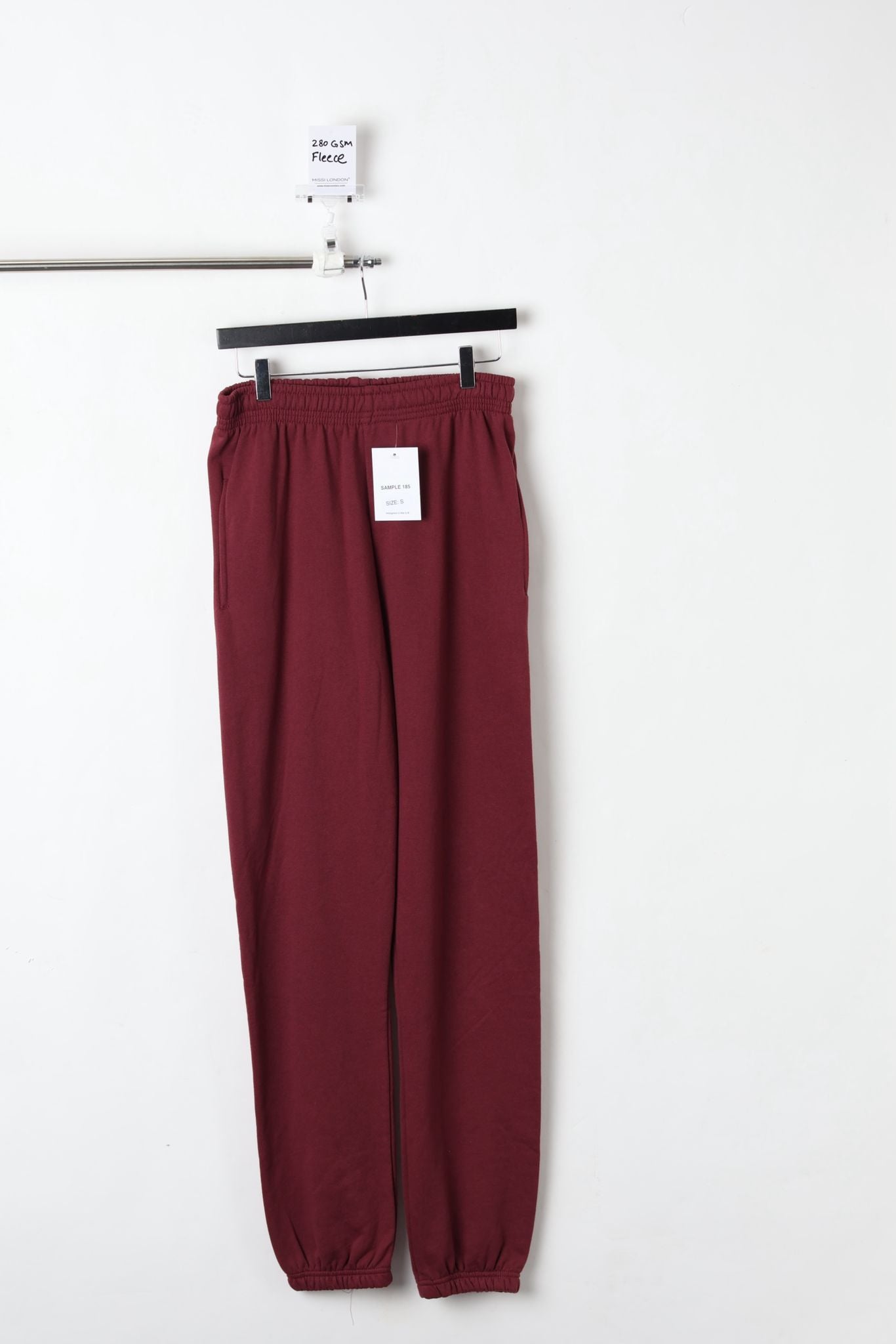 280GSM FLEECE CUFFED JOGGERS BURGUNDY (SIZE S)-SAMPLE