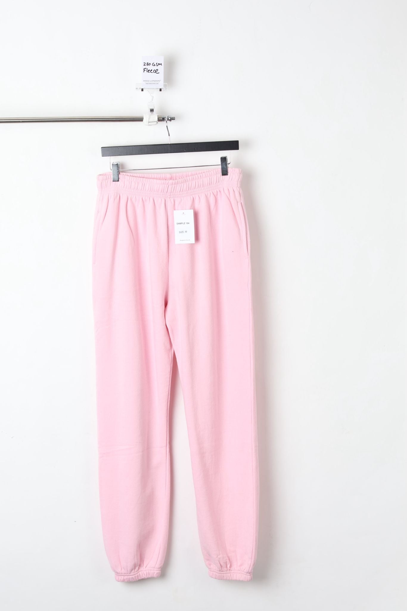 280GSM FLEECE CUFFED JOGGERS BABY PINK (SIZE M)-SAMPLE