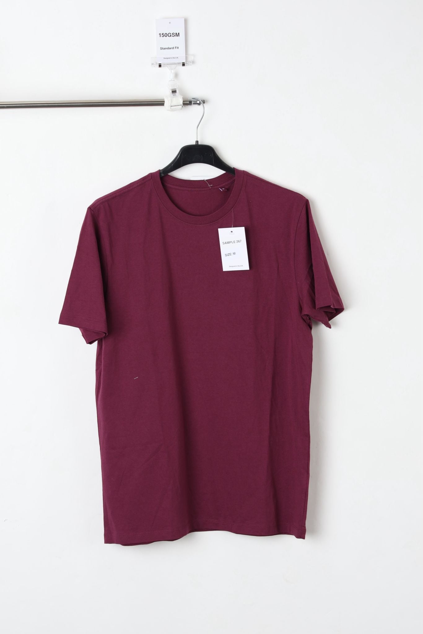 150GSM Standard Fit Plain Burgundy T-Shirt (Size M) – Sample