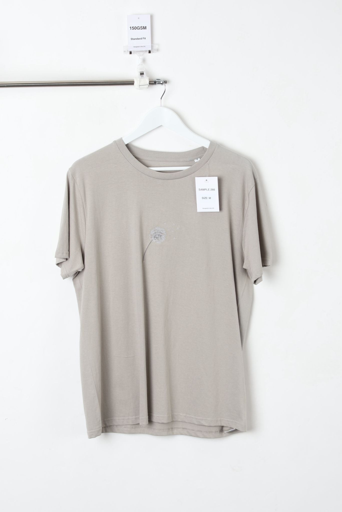 150GSM Standard Fit Embroidered T-Shirt Grey (Size-M) - Sample