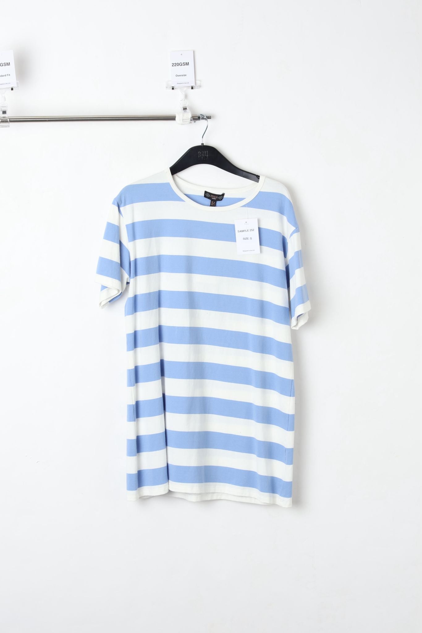 220GSM STRIPY T-SHIRT BLUE (SIZE S)-SAMPLE