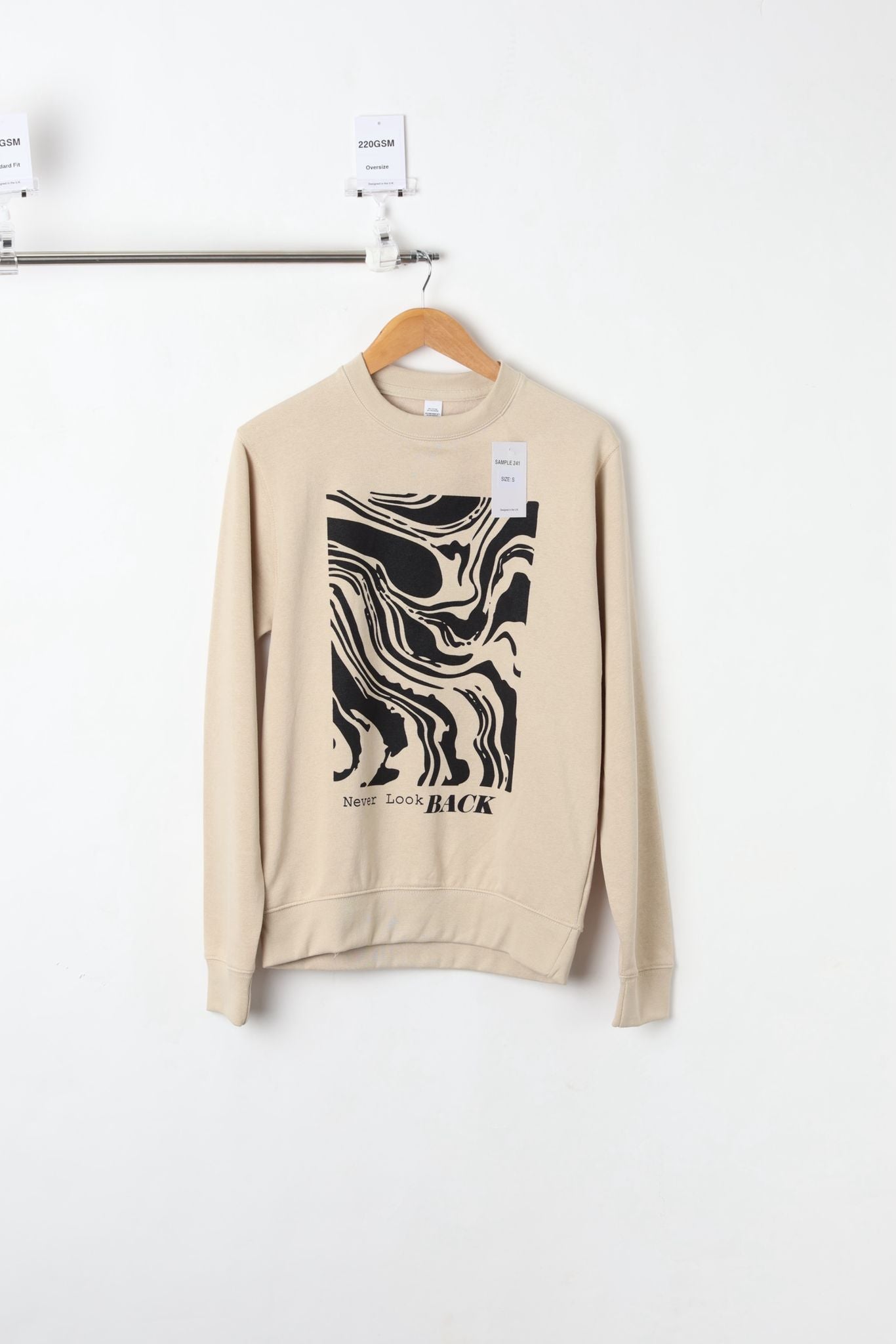 220GSM GRAPHIC PRINTED SWEATSHIRT BEIGE (SIZE S)-SAMPLE
