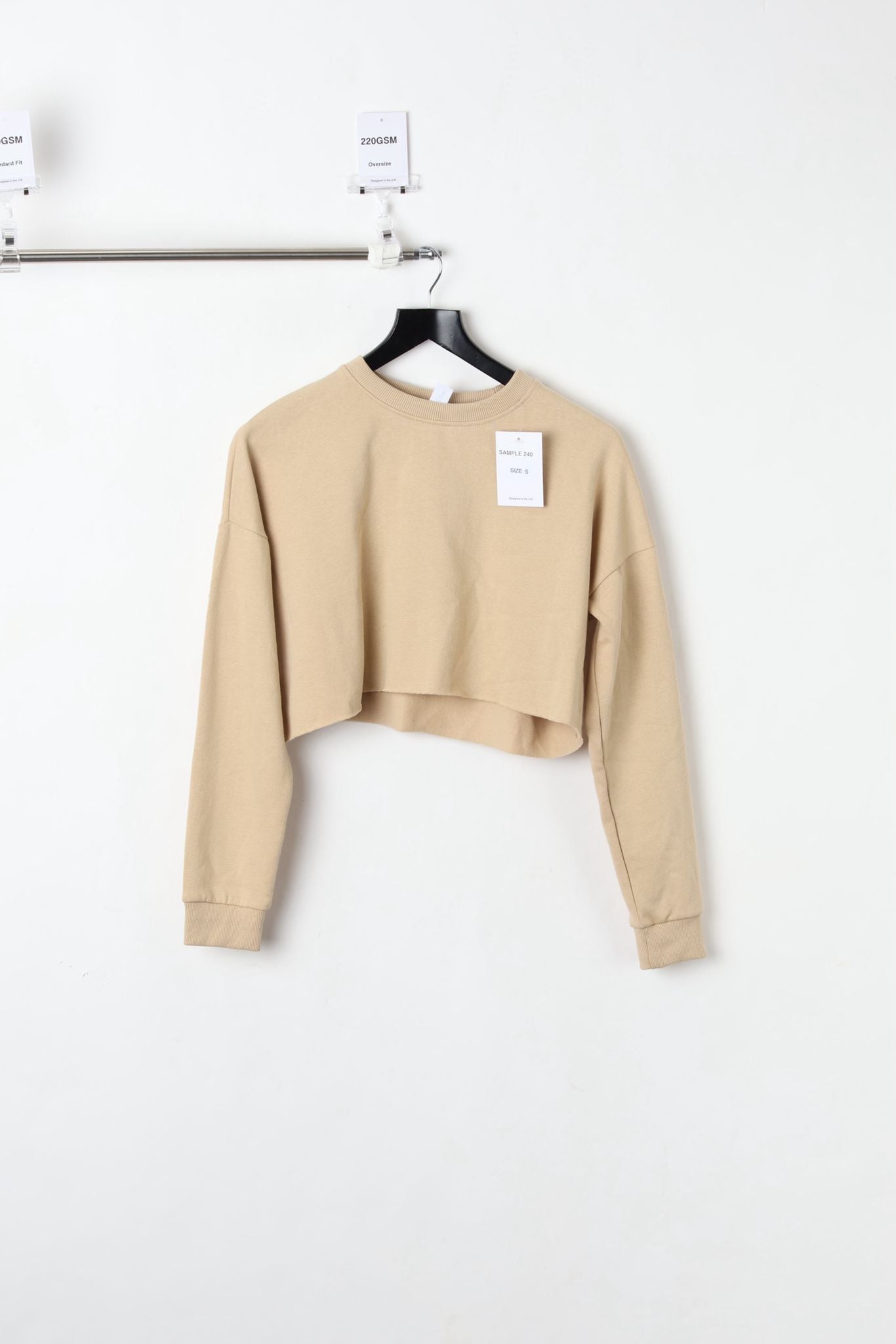 220GSM CROPPED SWEATSHIRT BEIGE (SIZE S)-SAMPLE
