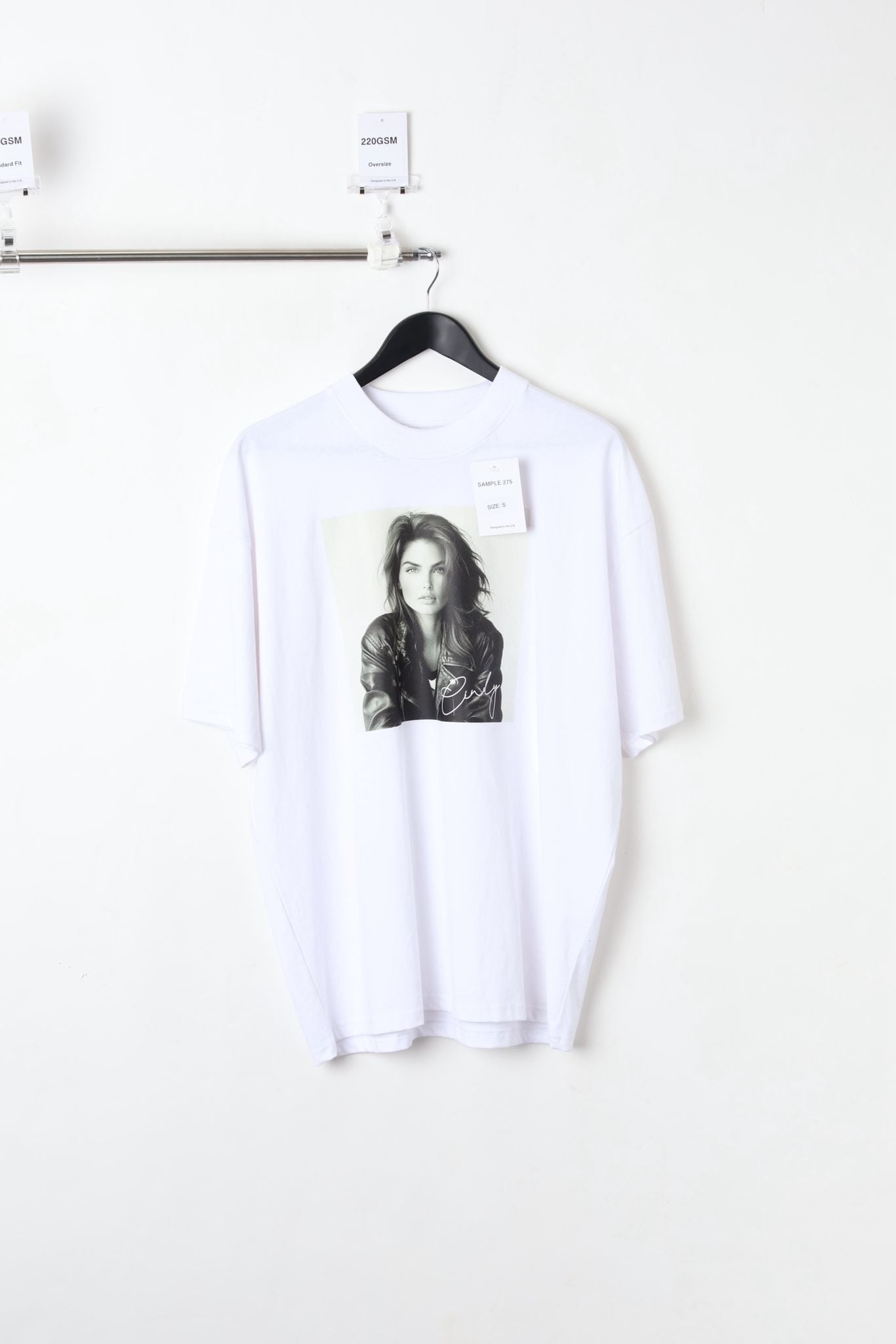 220GSM OVERSIZED PRINTED T-SHIRT WHITE (SIZE S)-SAMPLE