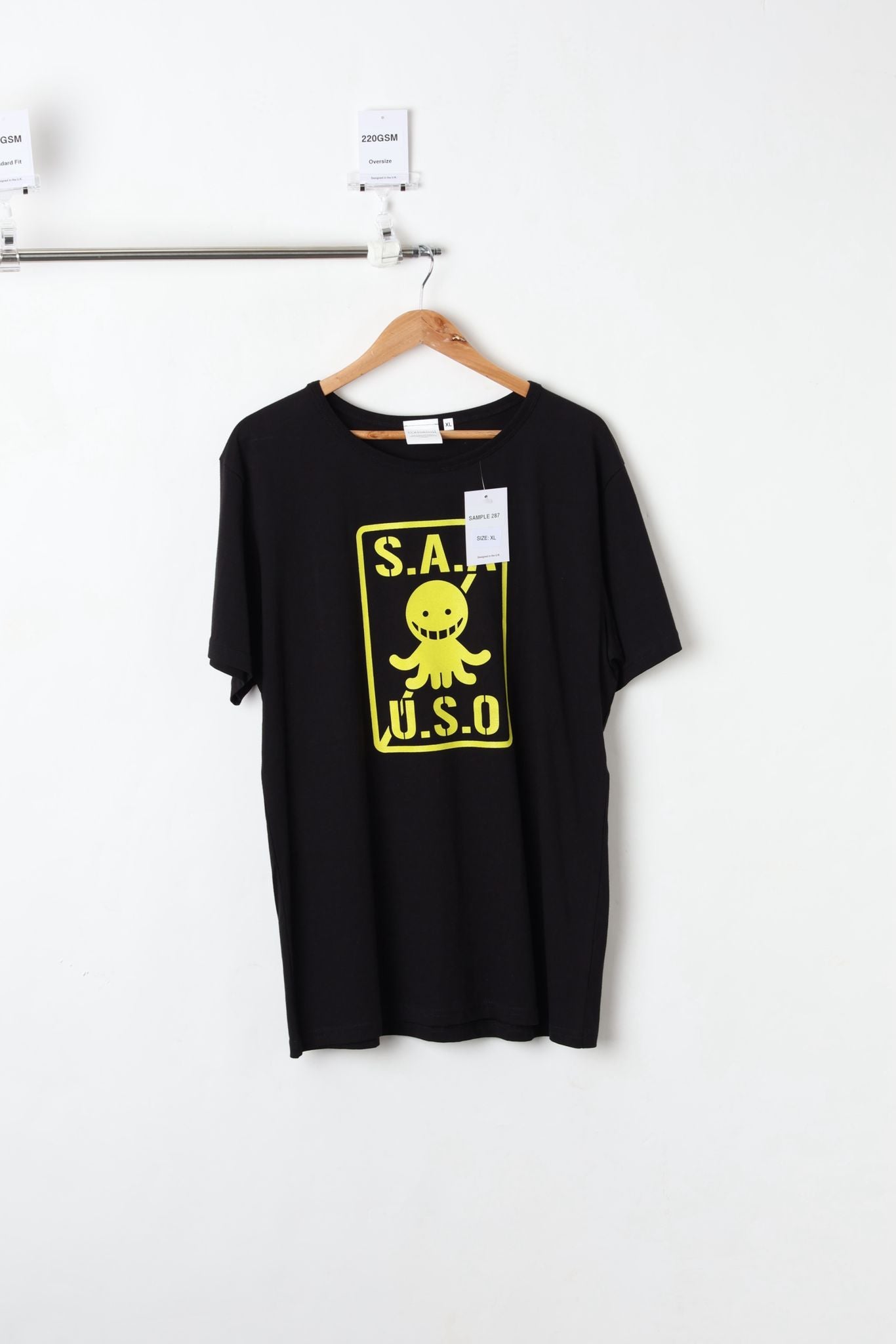 220GSM OVERSIZED PRINTED T-SHIRT BLACK (SIZE XL)-SAMPLE