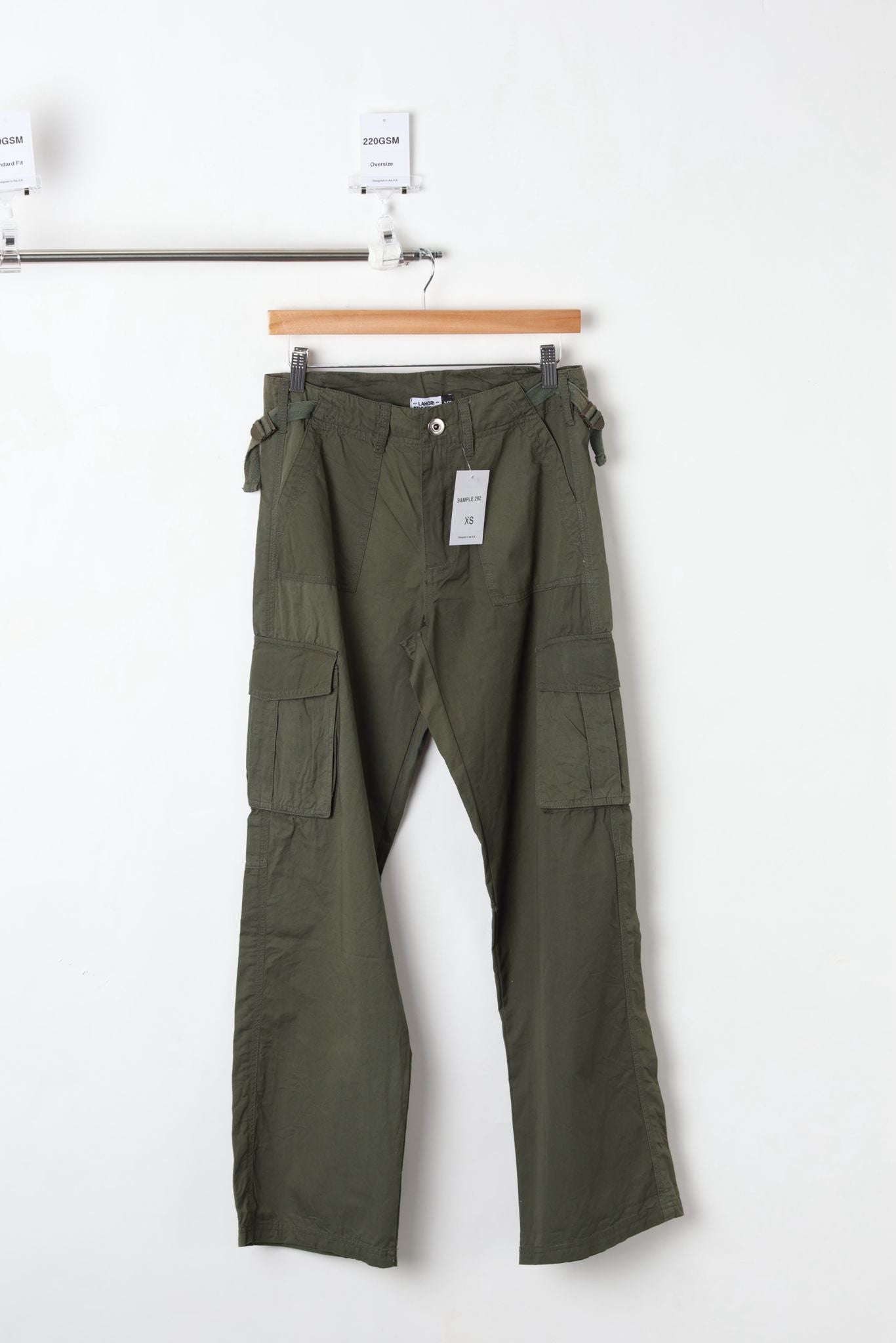 Woven Cotton Cargo Trousers Green (SIZE XS)-SAMPLE