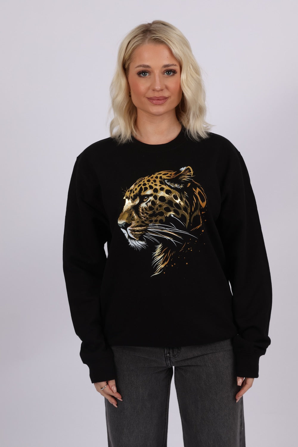 Sweatshirt in Leopard Gold Foil Print