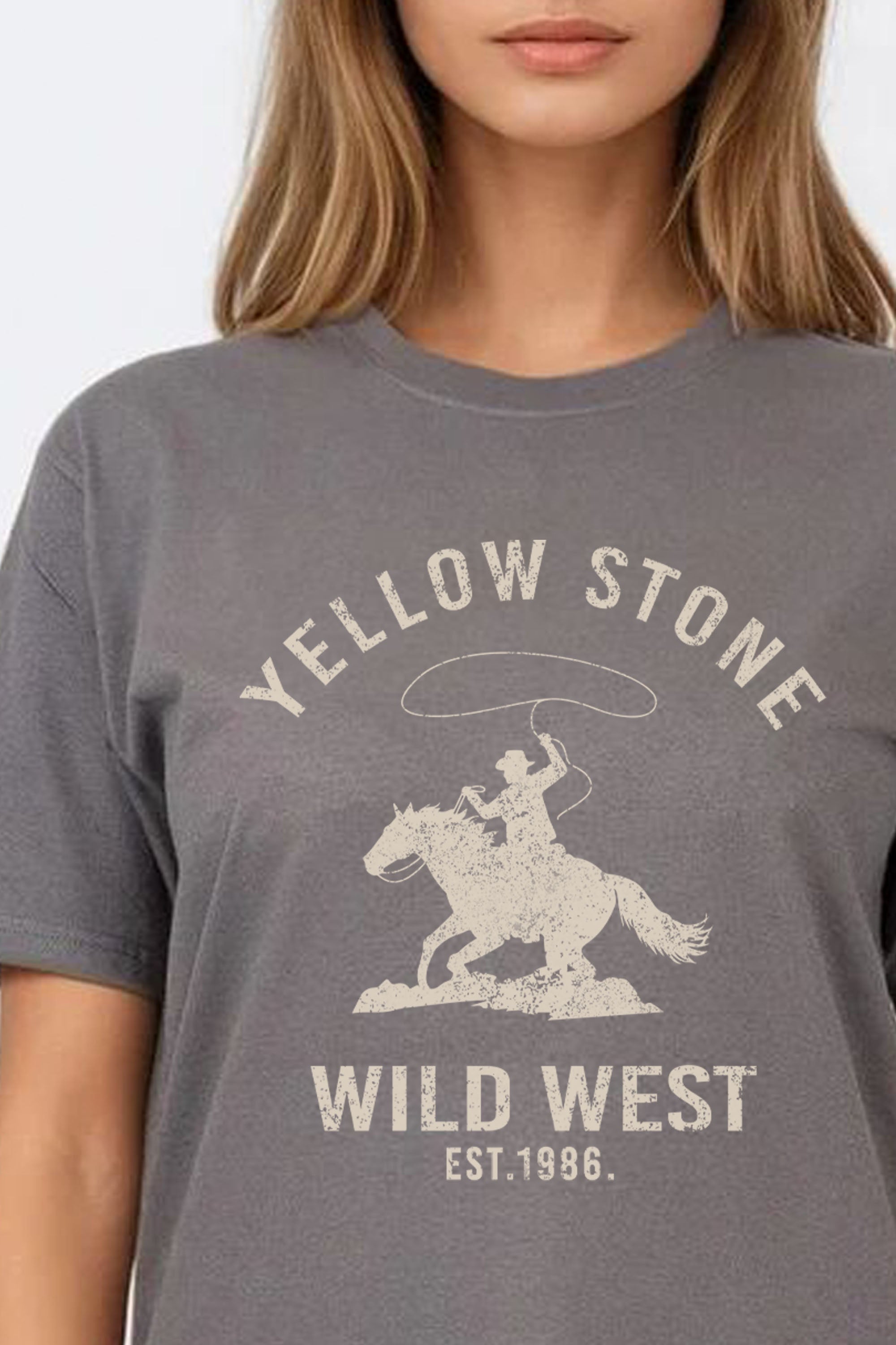 Regular Fit T-shirt in Yellow Stone Wild West Print