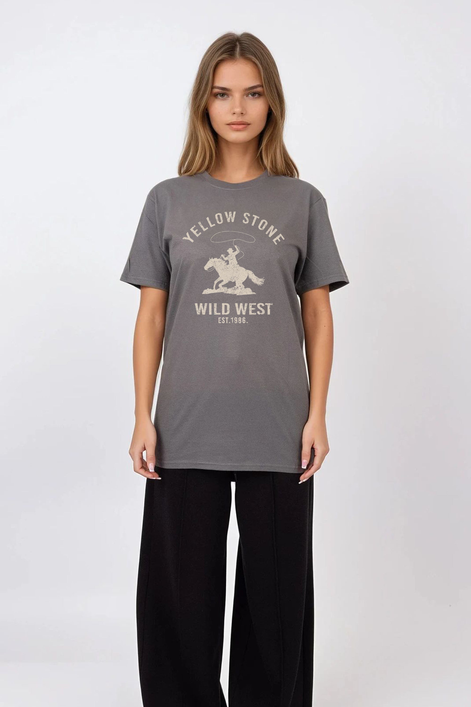 Regular Fit T-shirt in Yellow Stone Wild West Print