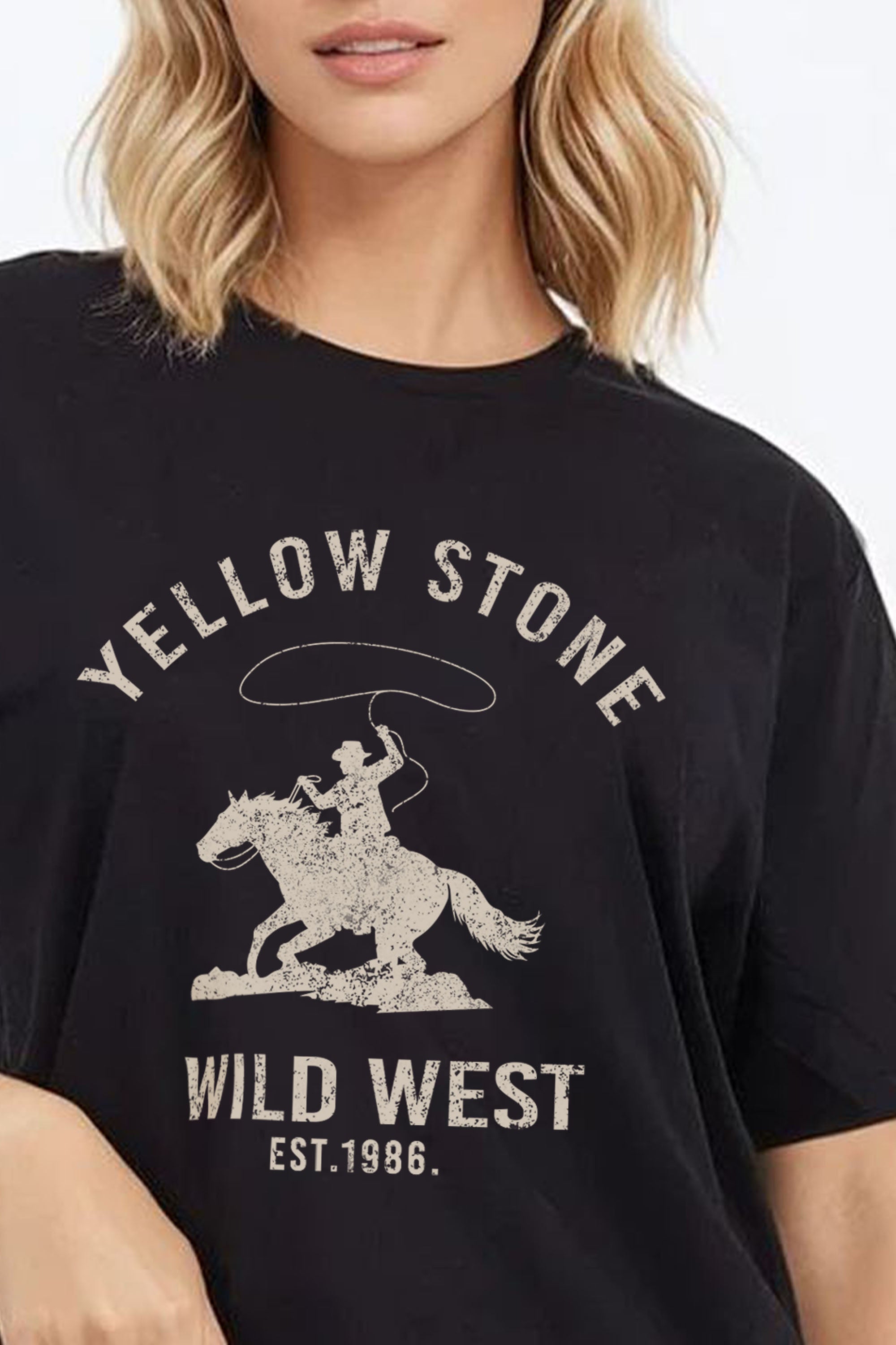 Regular Fit T-shirt in Yellow Stone Wild West Print
