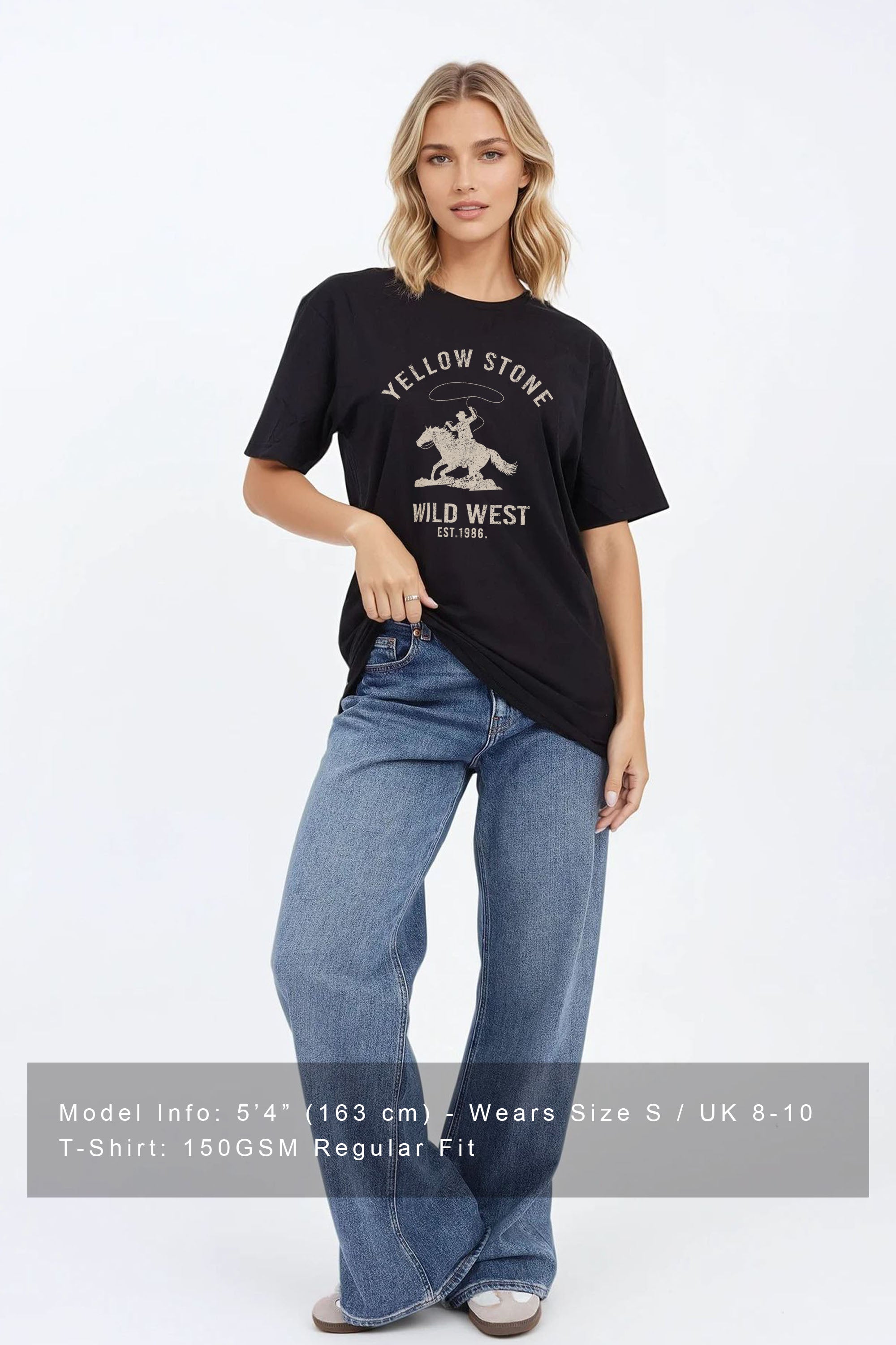 Regular Fit T-shirt in Yellow Stone Wild West Print