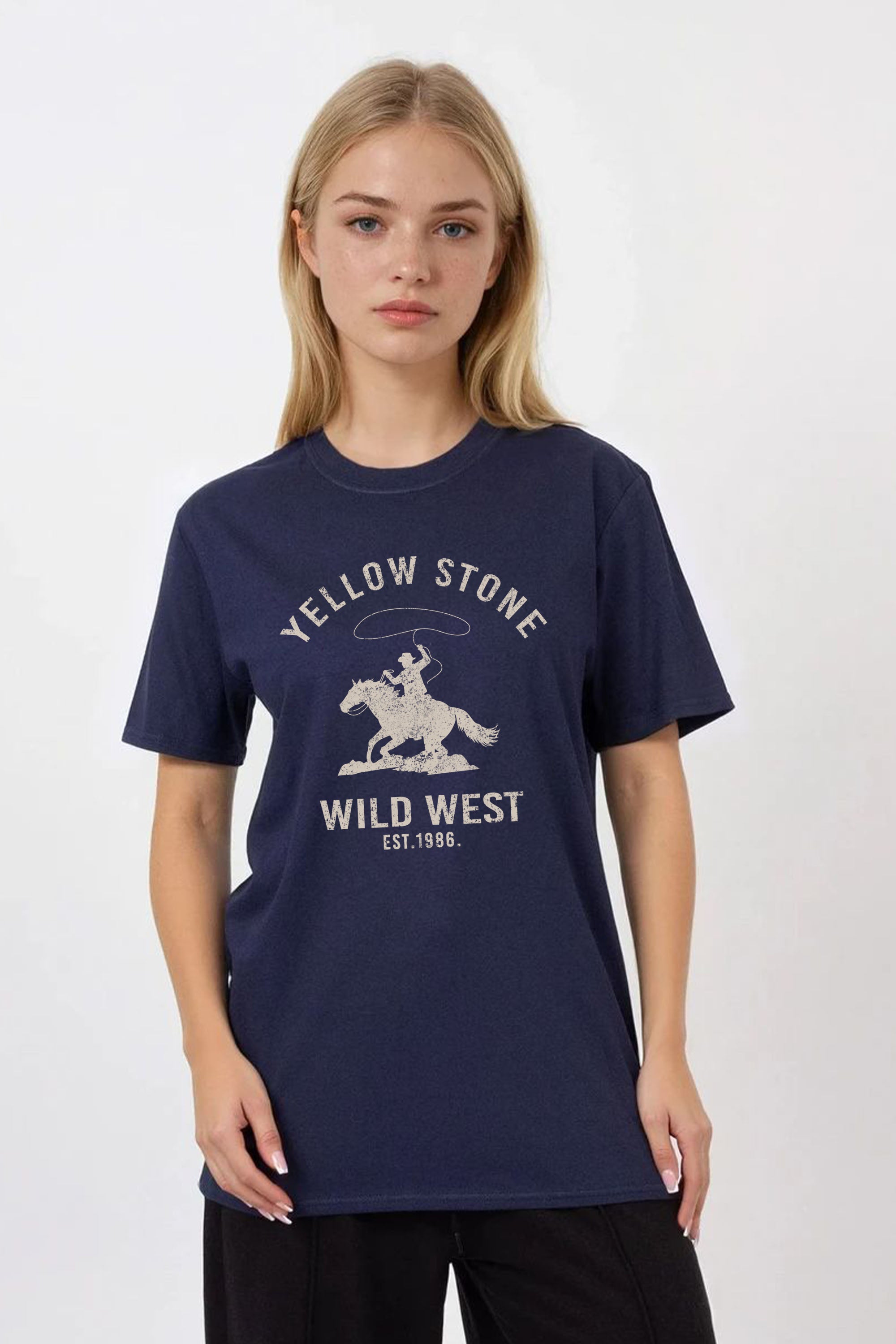 Regular Fit T-shirt in Yellow Stone Wild West Print