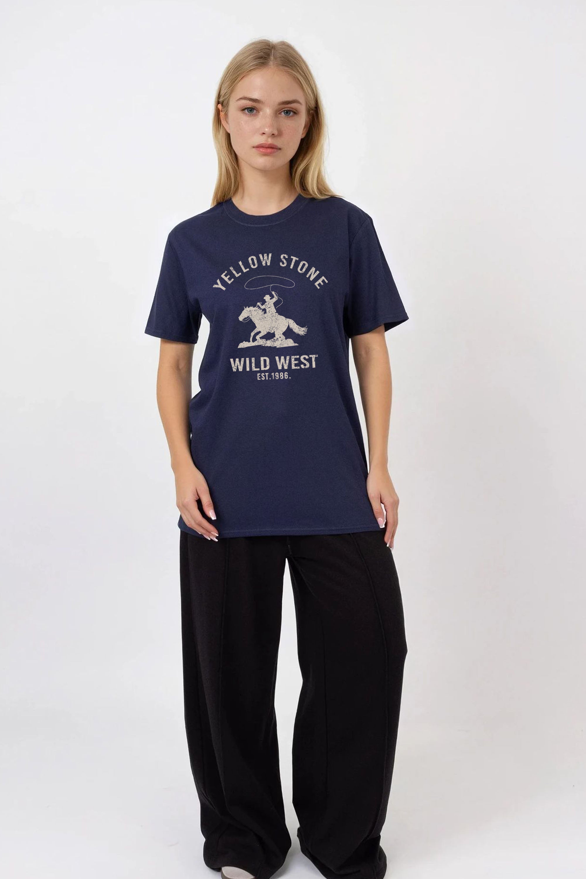 Regular Fit T-shirt in Yellow Stone Wild West Print