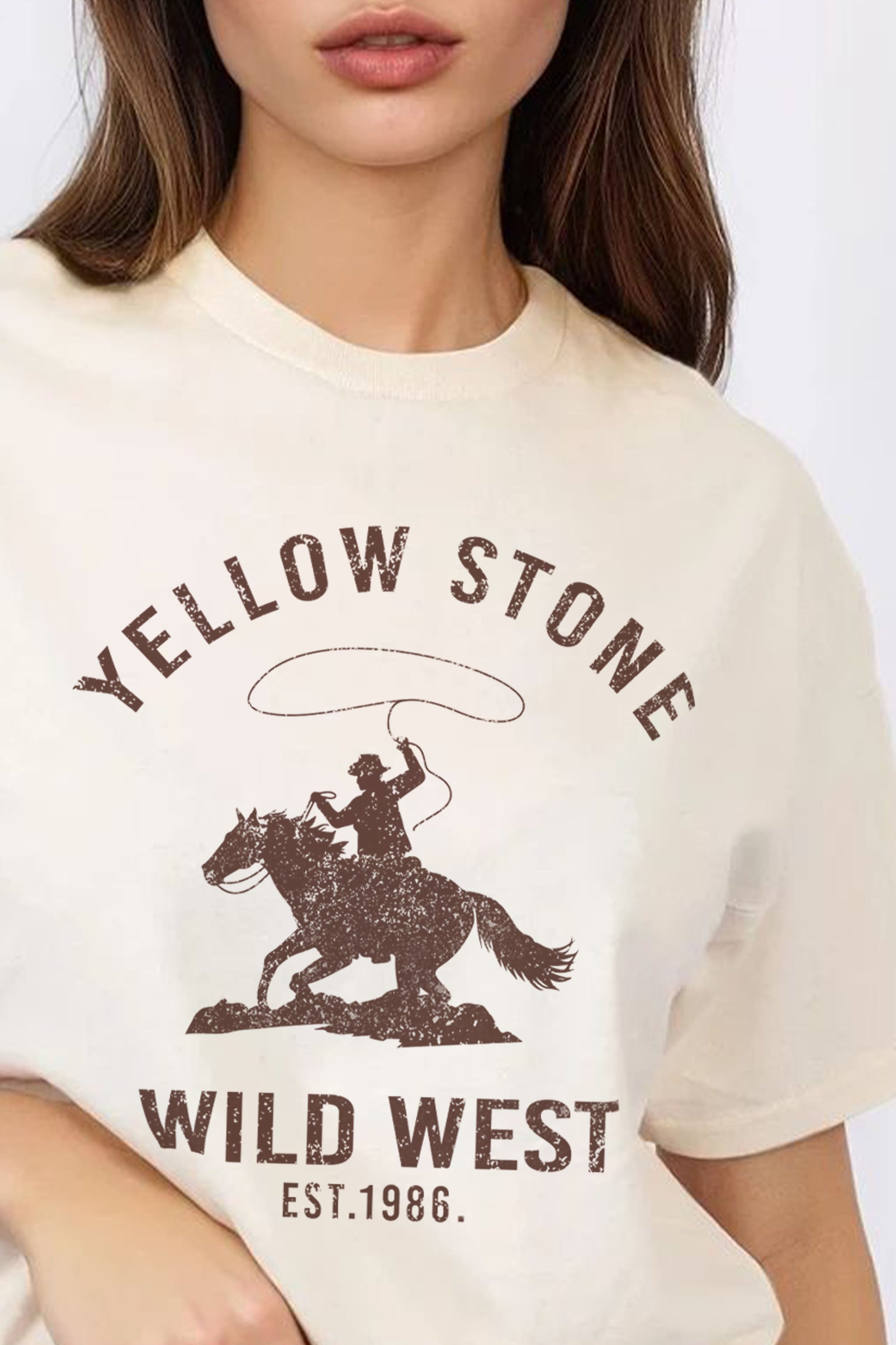 Regular Fit T-shirt in Yellow Stone Wild West Print