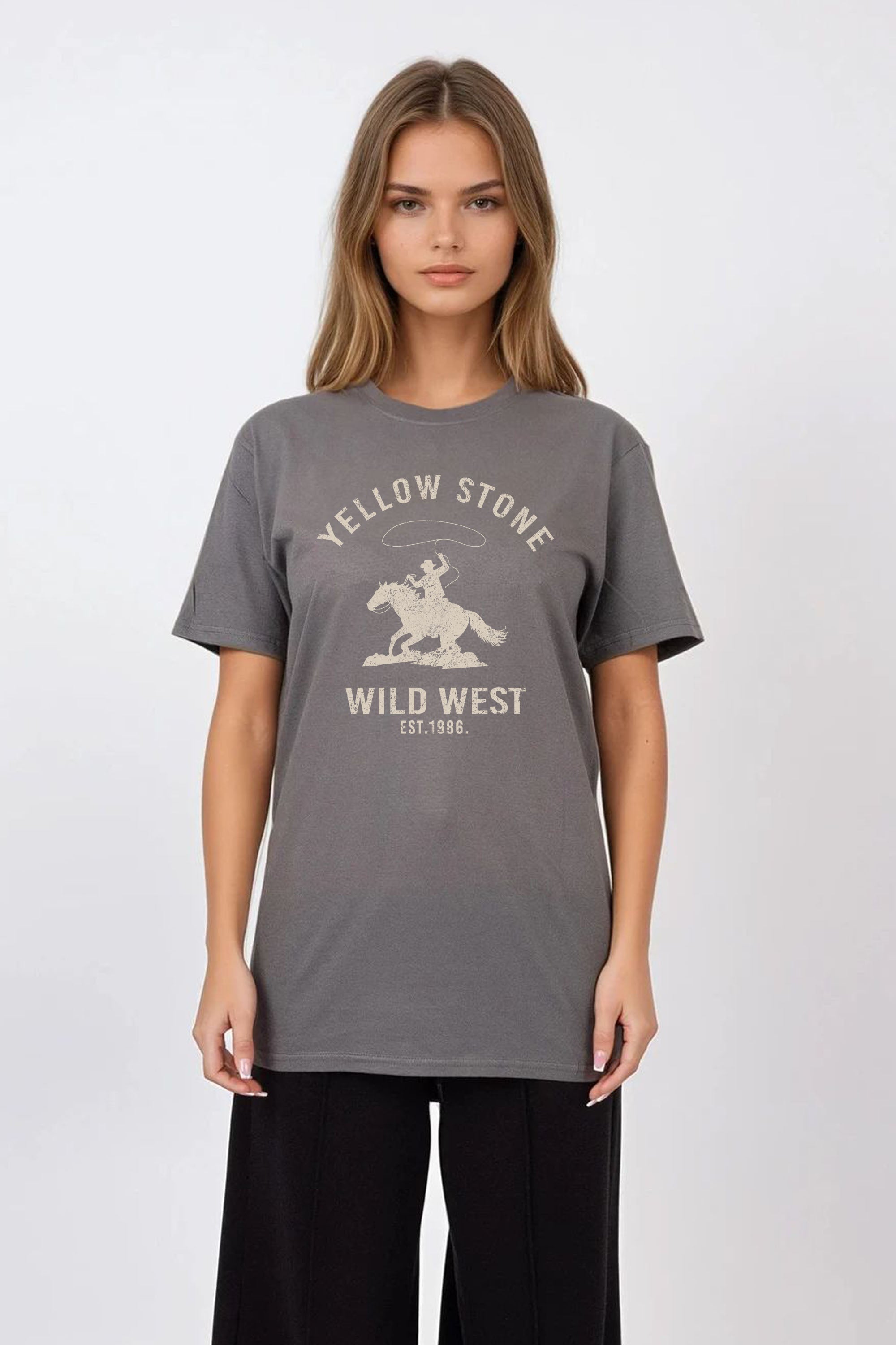 Regular Fit T-shirt in Yellow Stone Wild West Print