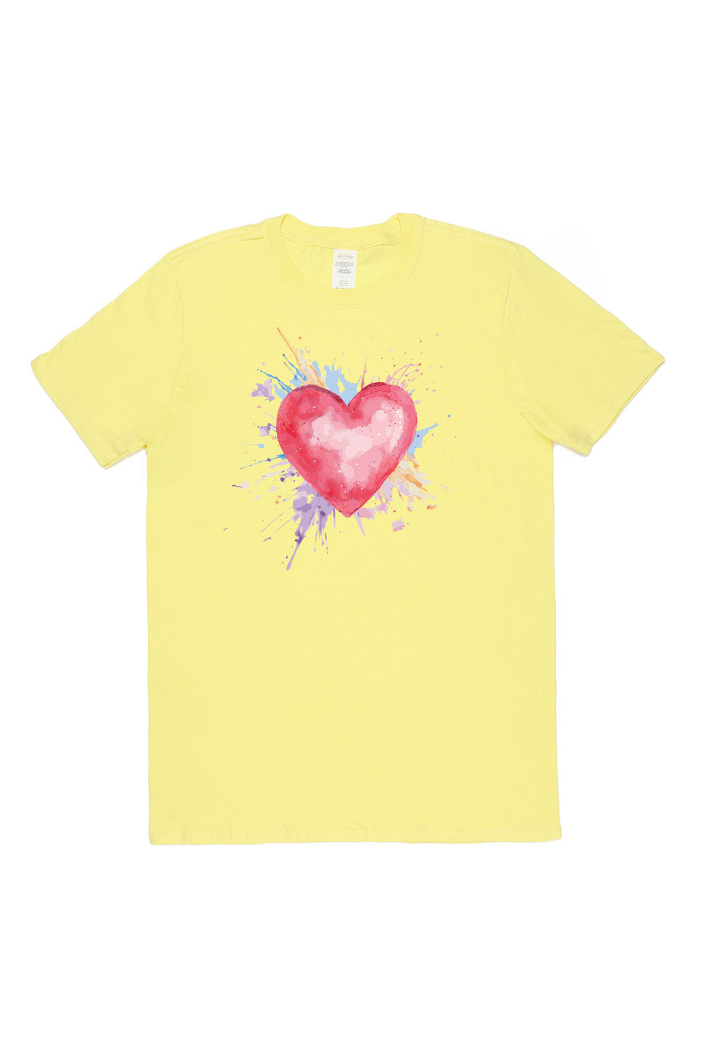 Heart With Pastel Splash T-Shirt in Yellow (Custom Packs)