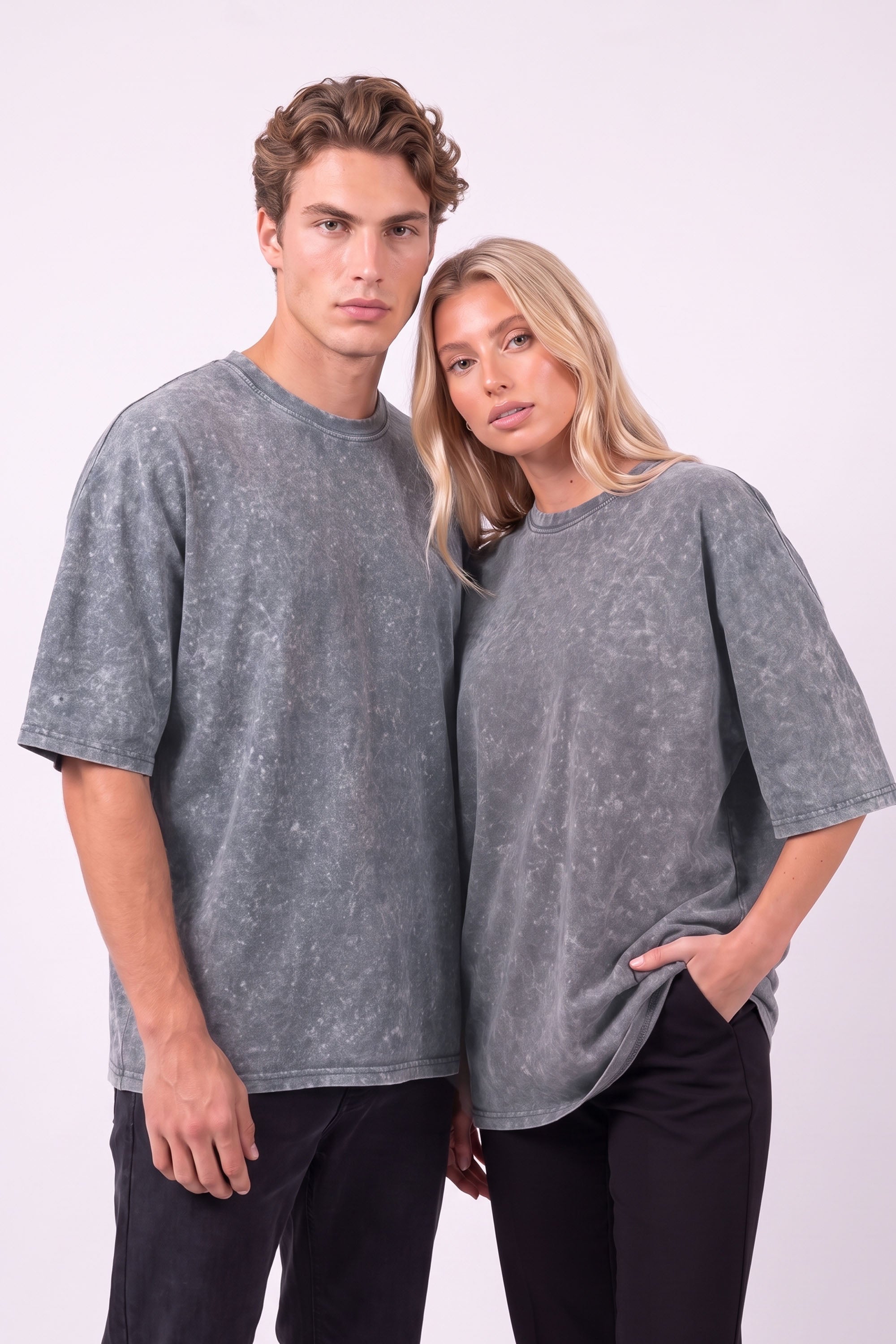 Core Combed 180 GSM Acid-Wash Oversized Plain T-shirt