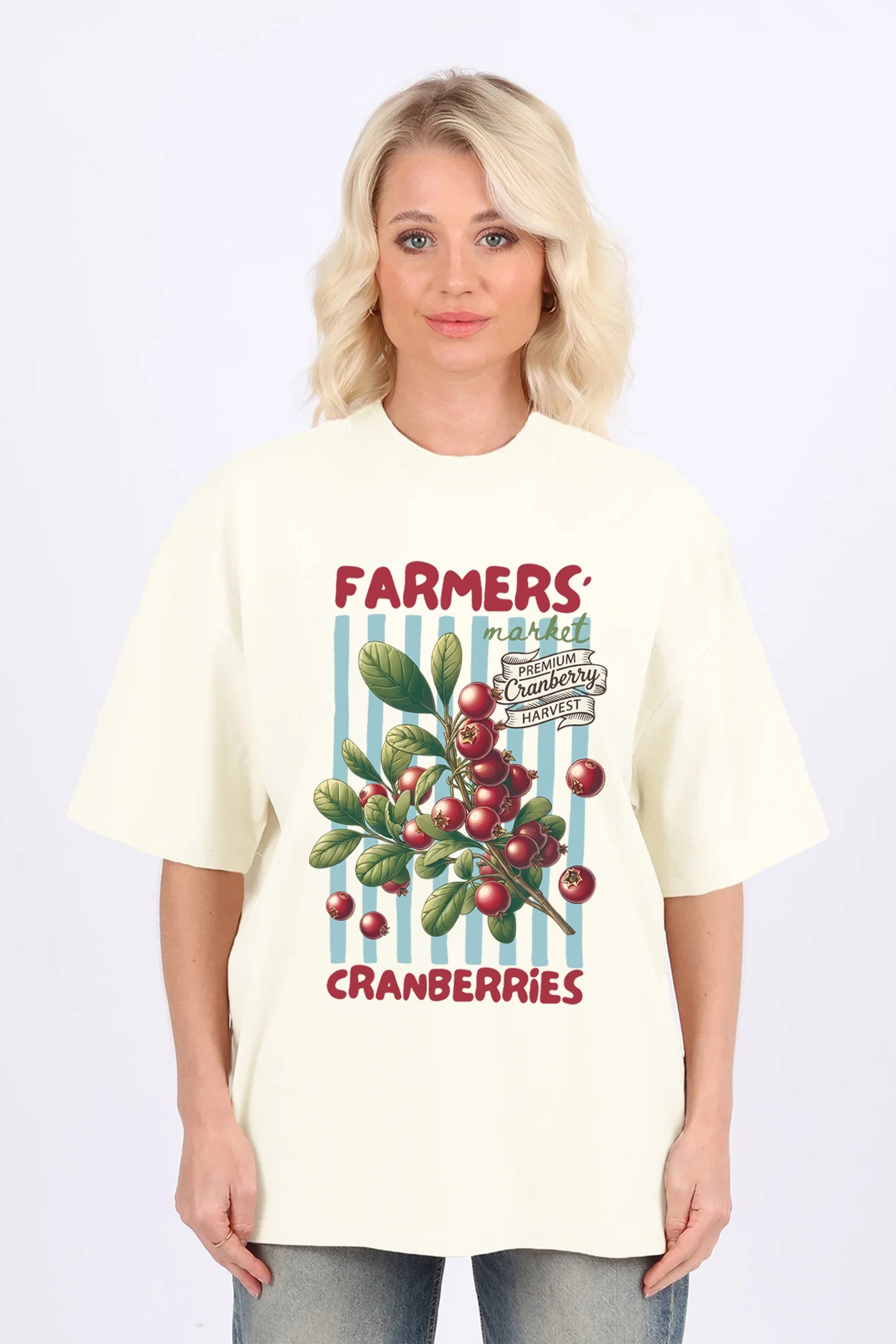 220GSM Oversized T-Shirt in Farmers Market Cranberries Print