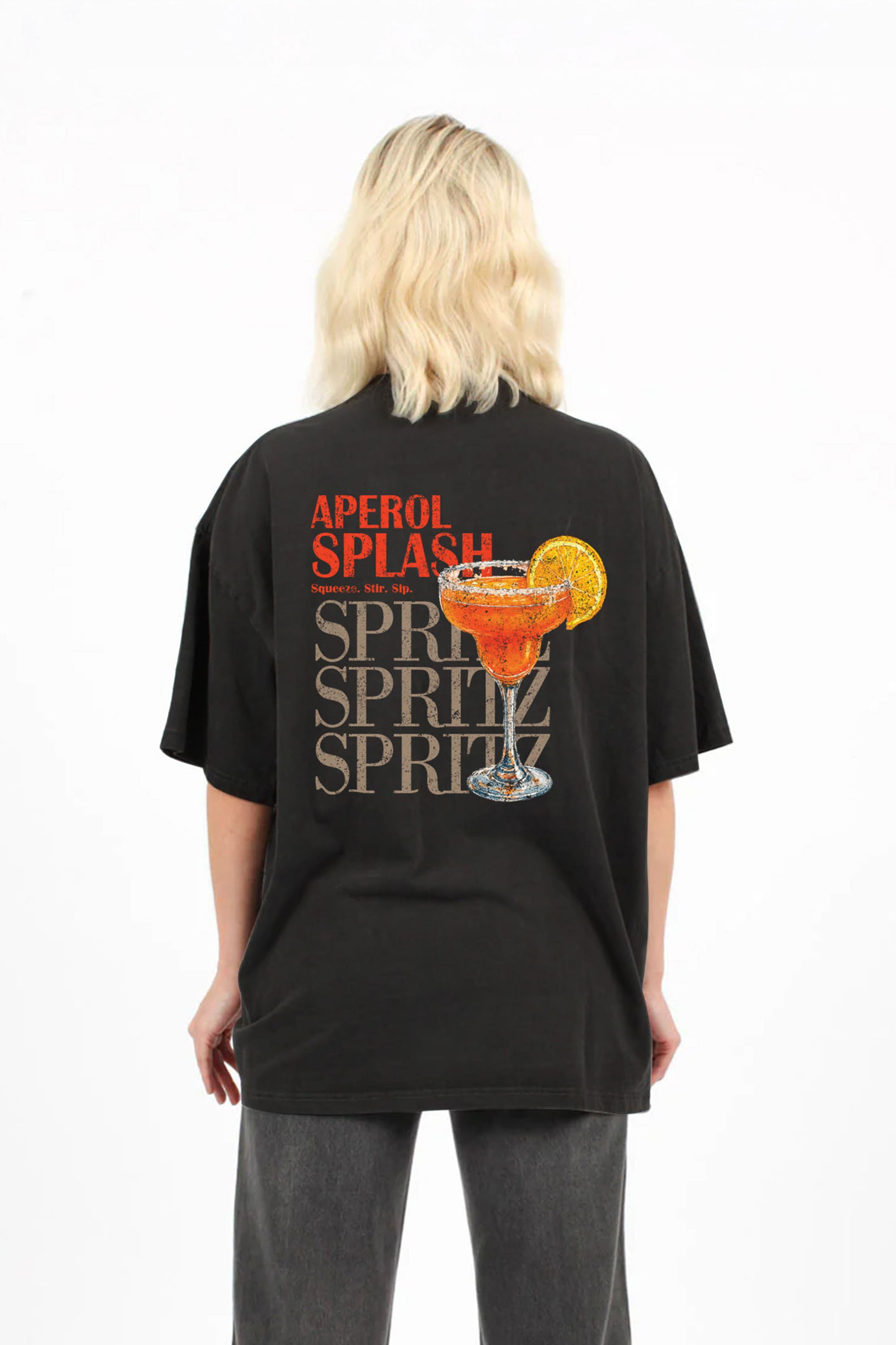 150GSM Oversized Washed T-Shirts in Aperol Splash Print (Custom Pack)