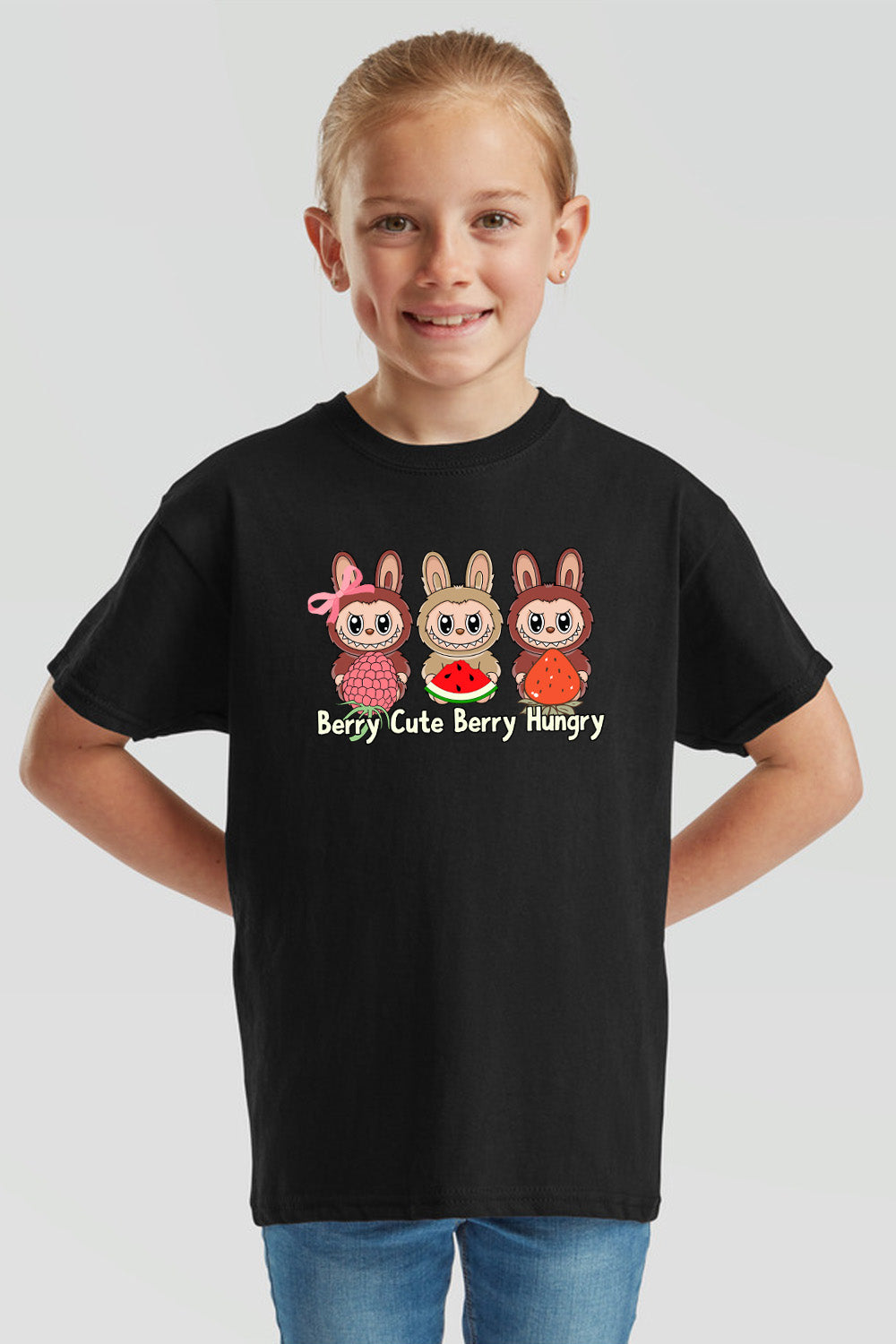 Kids Berry Cute Berry Hungry Labubu Printed T-Shirt
