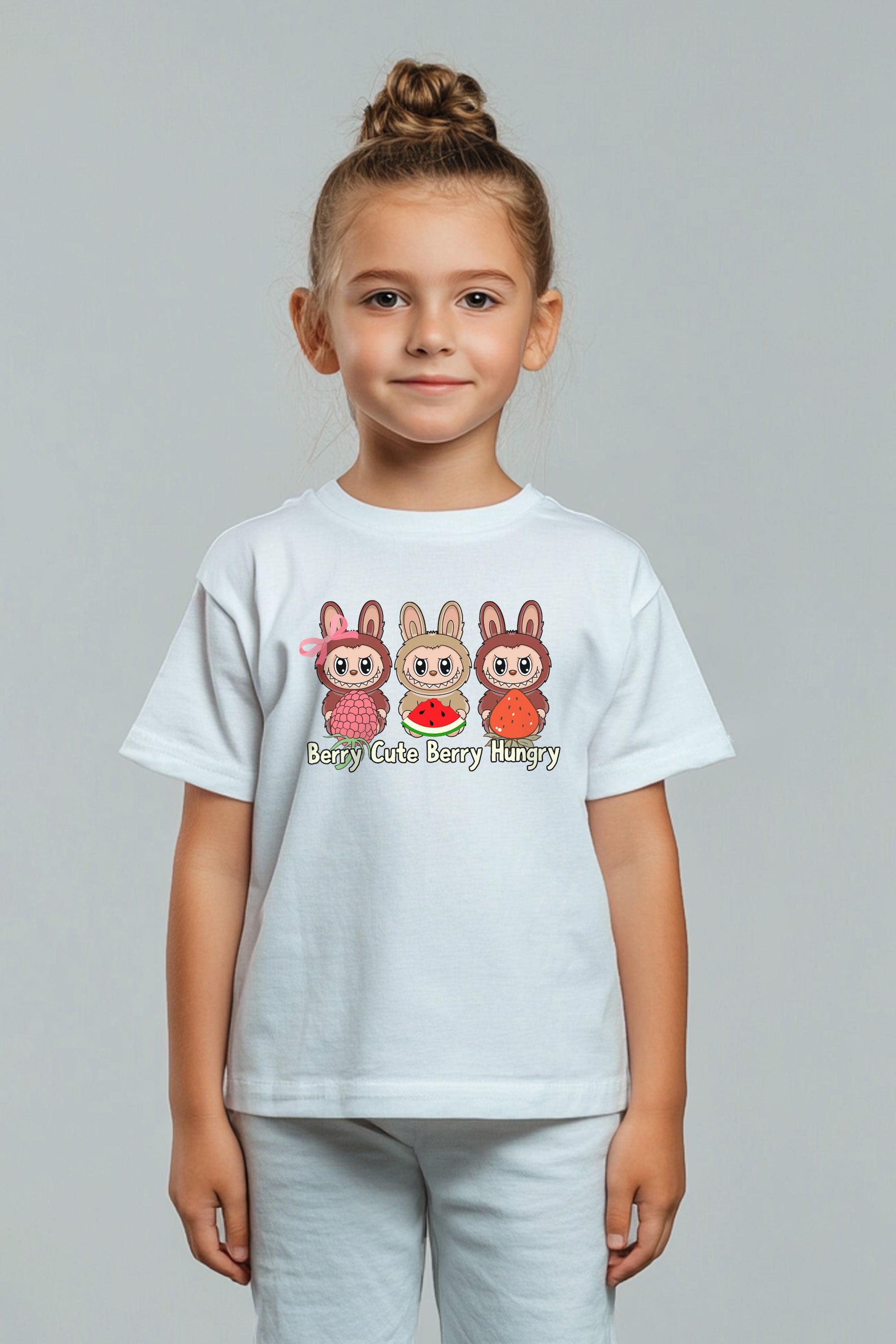 Kids Berry Cute Berry Hungry Labubu Printed T-Shirt