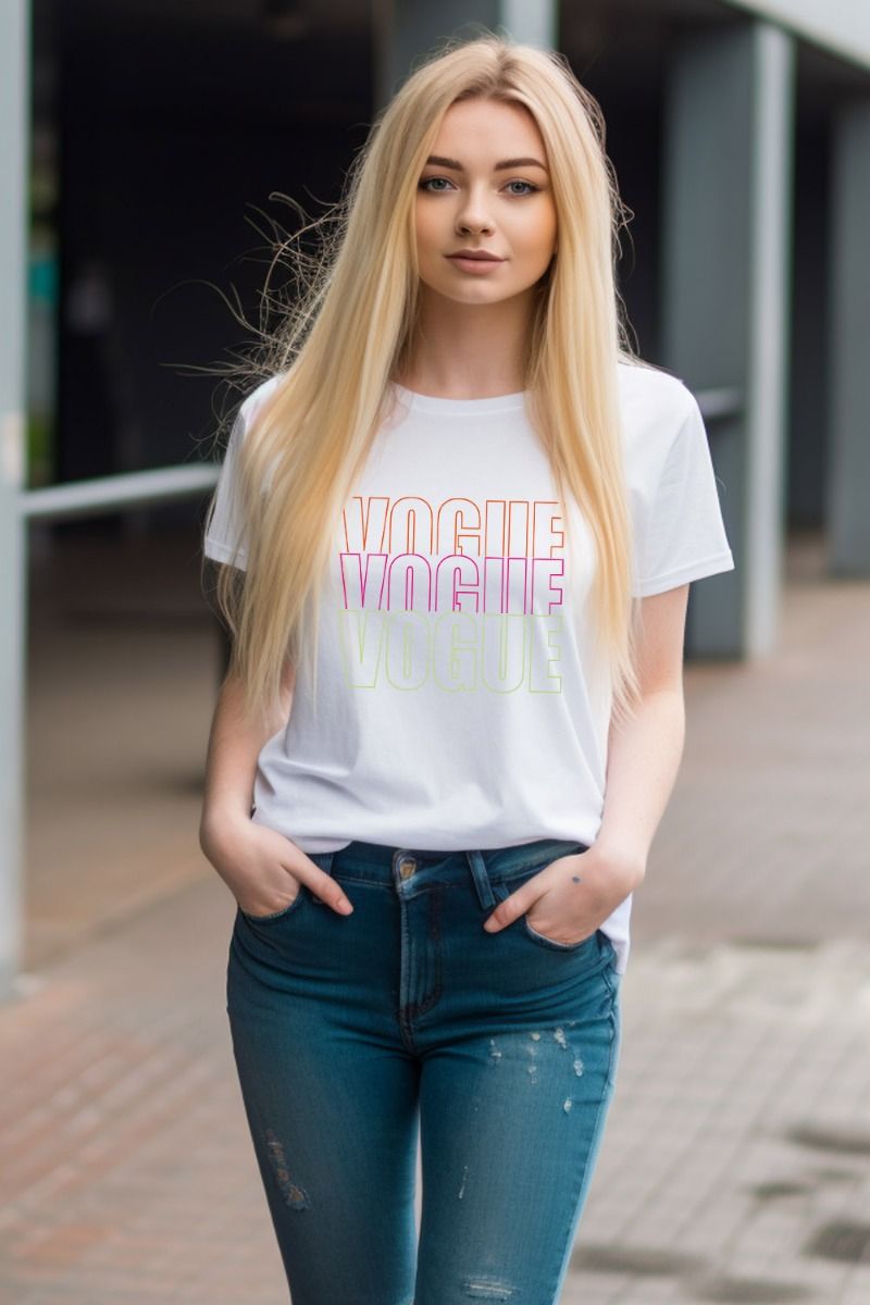 Multi Color Vogue Outline T-Shirt(Pack of 6)